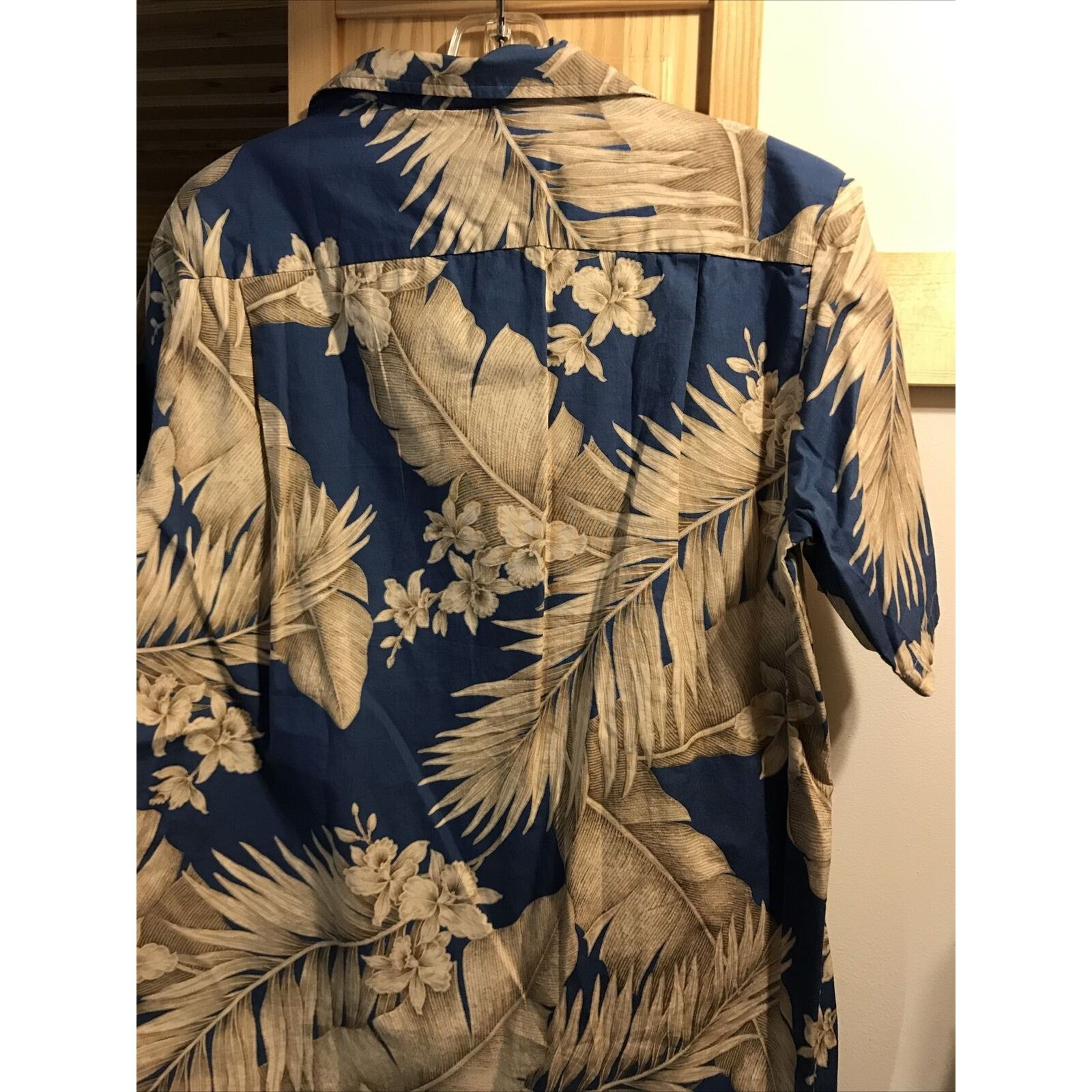 Other Malihini Men M Blue Gold Floral Button Cotton Hawaiian Shirt Size US M / EU 48-50 / 2 - 11 Thumbnail