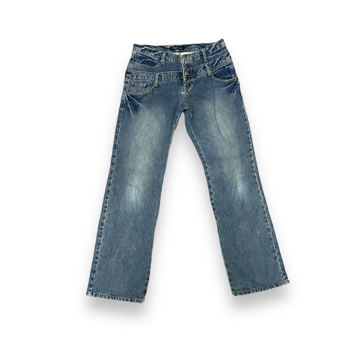 20471120 × Beauty Beast × Japanese Brand 🇯🇵☠️ DAILY TOPICS DOUBLE WAIST SKULL DENIM PANTS Size US 30 / EU 46 - 1 Thumbnail