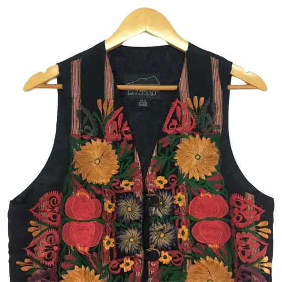 Vintage TENANGO DESIGNS Embroidered Vest Floral Made in Guatemala Size S / US 4 / IT 40 - 2 Thumbnail