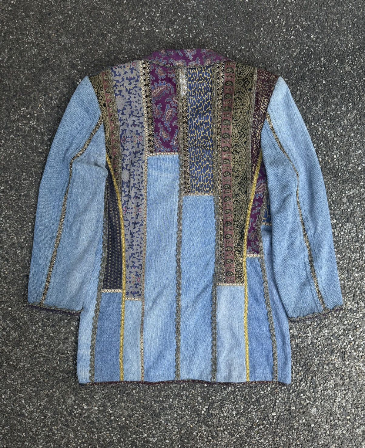 Roberto Cavalli 70's-80's Roberto Cavalli Denim & Leather Patchwork Blazer Size S / US 4 / IT 40 - 2 Thumbnail
