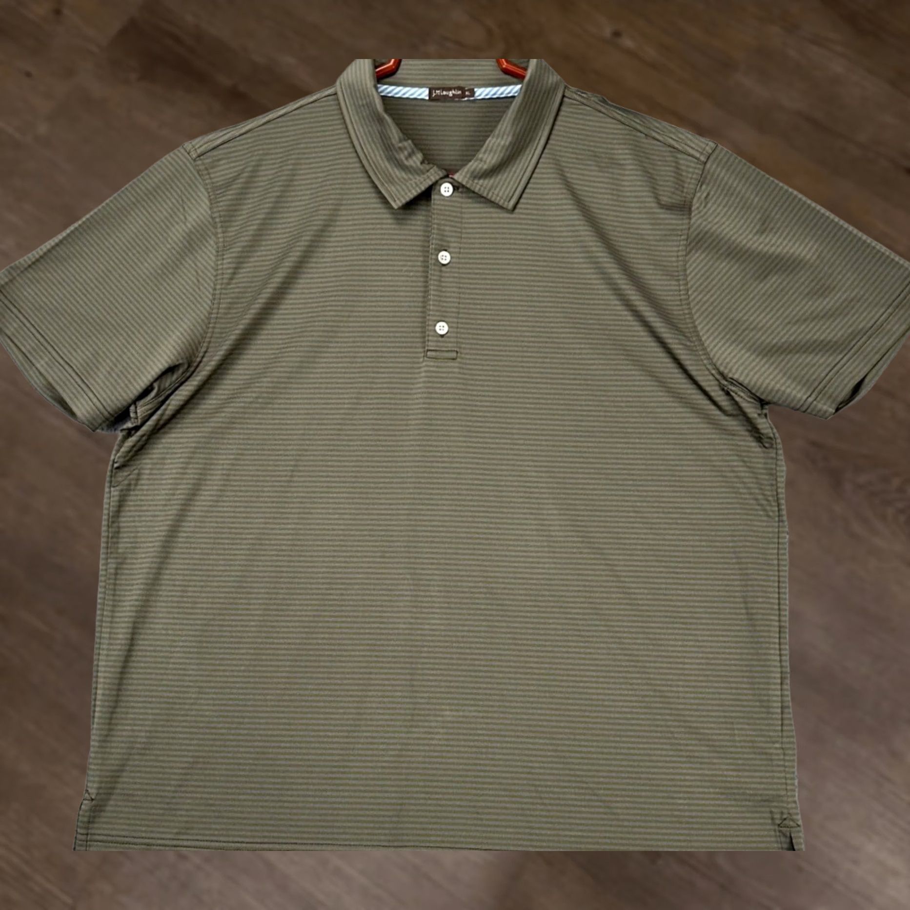 J.McLaughlin J. McLaughlin Golf Polo Shirt Mens XL Olive Green Striped Polo Athletic Rugby Size US XL / EU 56 / 4 - 1 Thumbnail