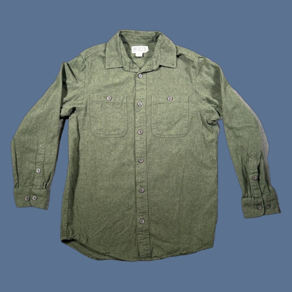 CO Duluth Mens Shirt Slim Fit Green Long Sleeve Button-Down Knit Cotton Casual Workwear Size US M / EU 48-50 / 2 - 1 Thumbnail