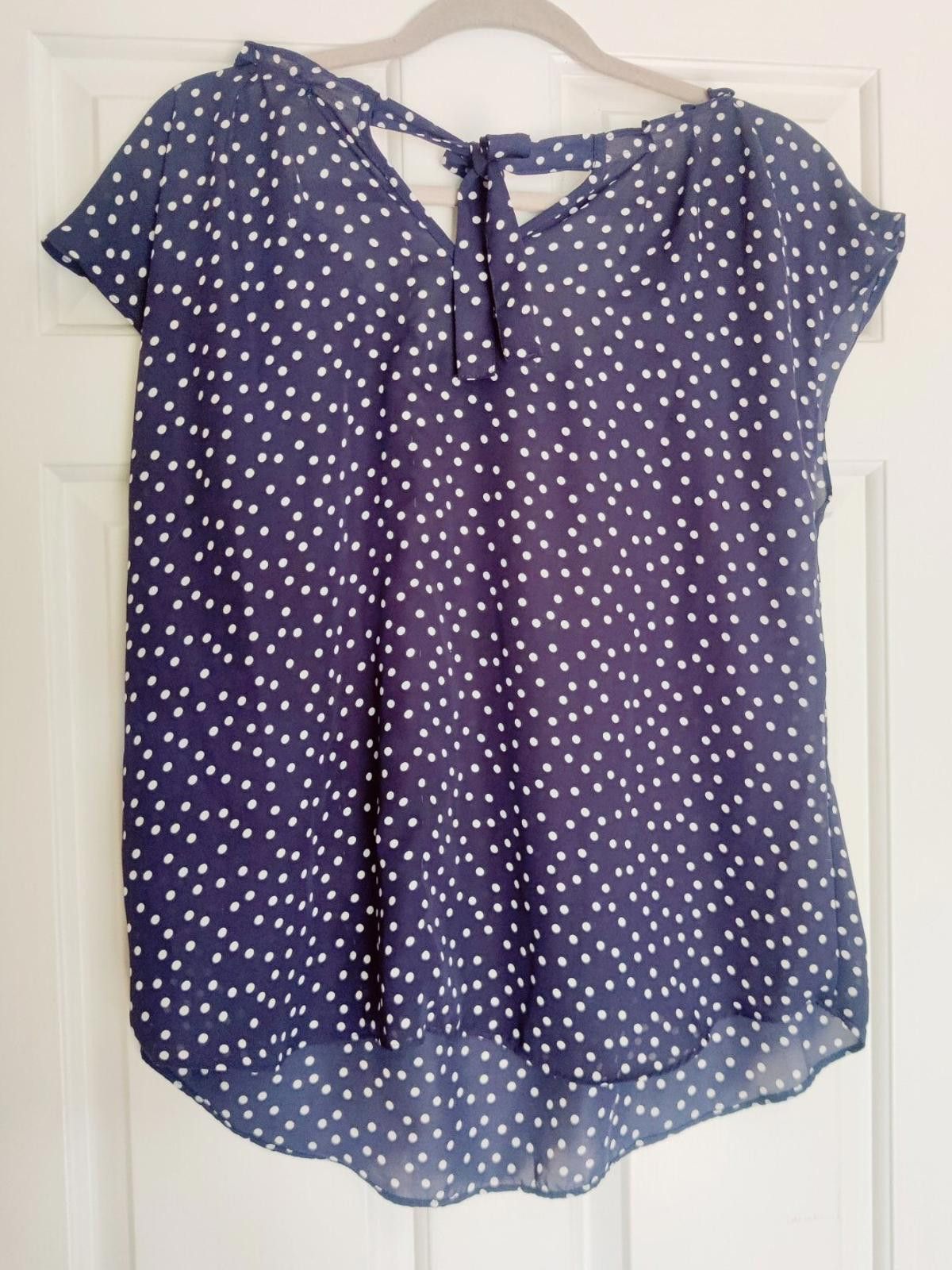 Other LC Lauren Conrad Womens Top Navy Blue White Polka Dot Tie B Size M / US 6-8 / IT 42-44 - 2 Thumbnail