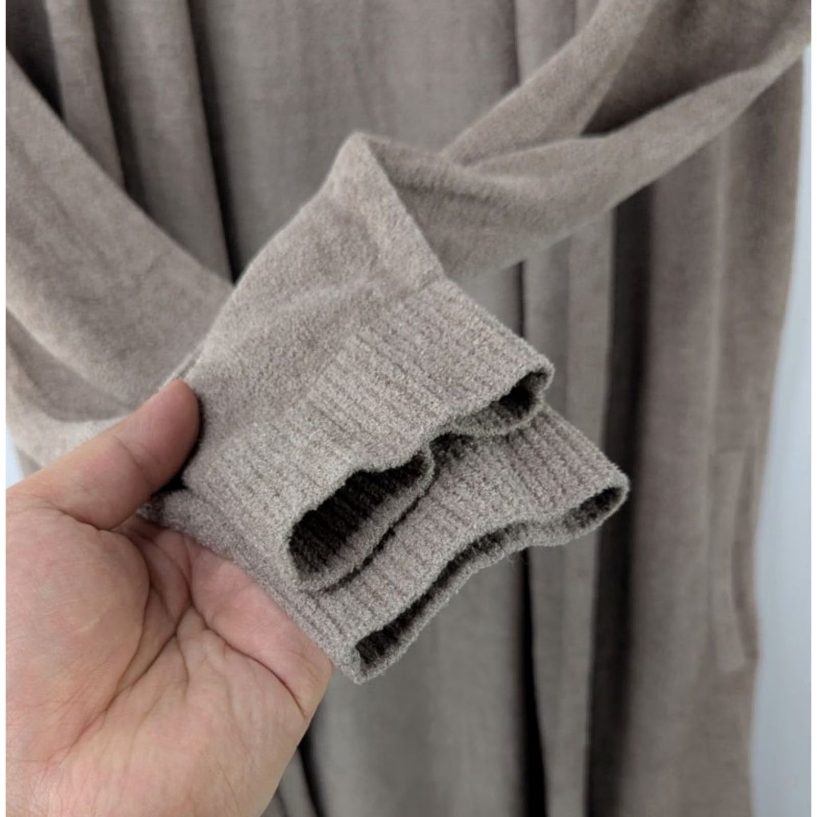 Vintage Barefoot Dreams Cardigan Open Front CozyChic Ultra Lite Taupe Women’s S Brown Nylon Viscose Long Sleeve Solid Casual Fall Winter Size S / US 4 / IT 40 - 3 Thumbnail