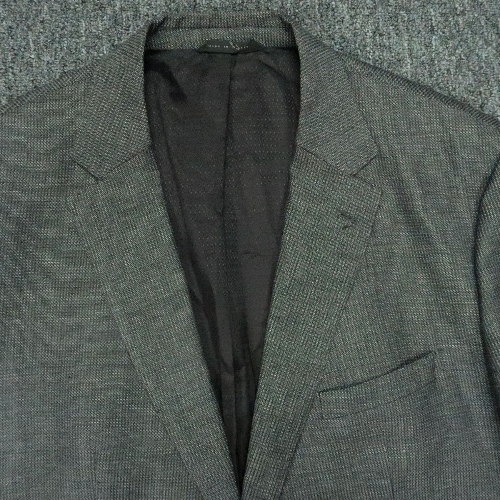 Hugo Boss HUGO BOSS Blazer Mens 48R Gray Linen Wool Lanificio Tesse Biella Wool-Linen Sport Coat 2 Piece Notch Lapel Double-Vented Regular Suit Jacket Size 48R - 2 Thumbnail