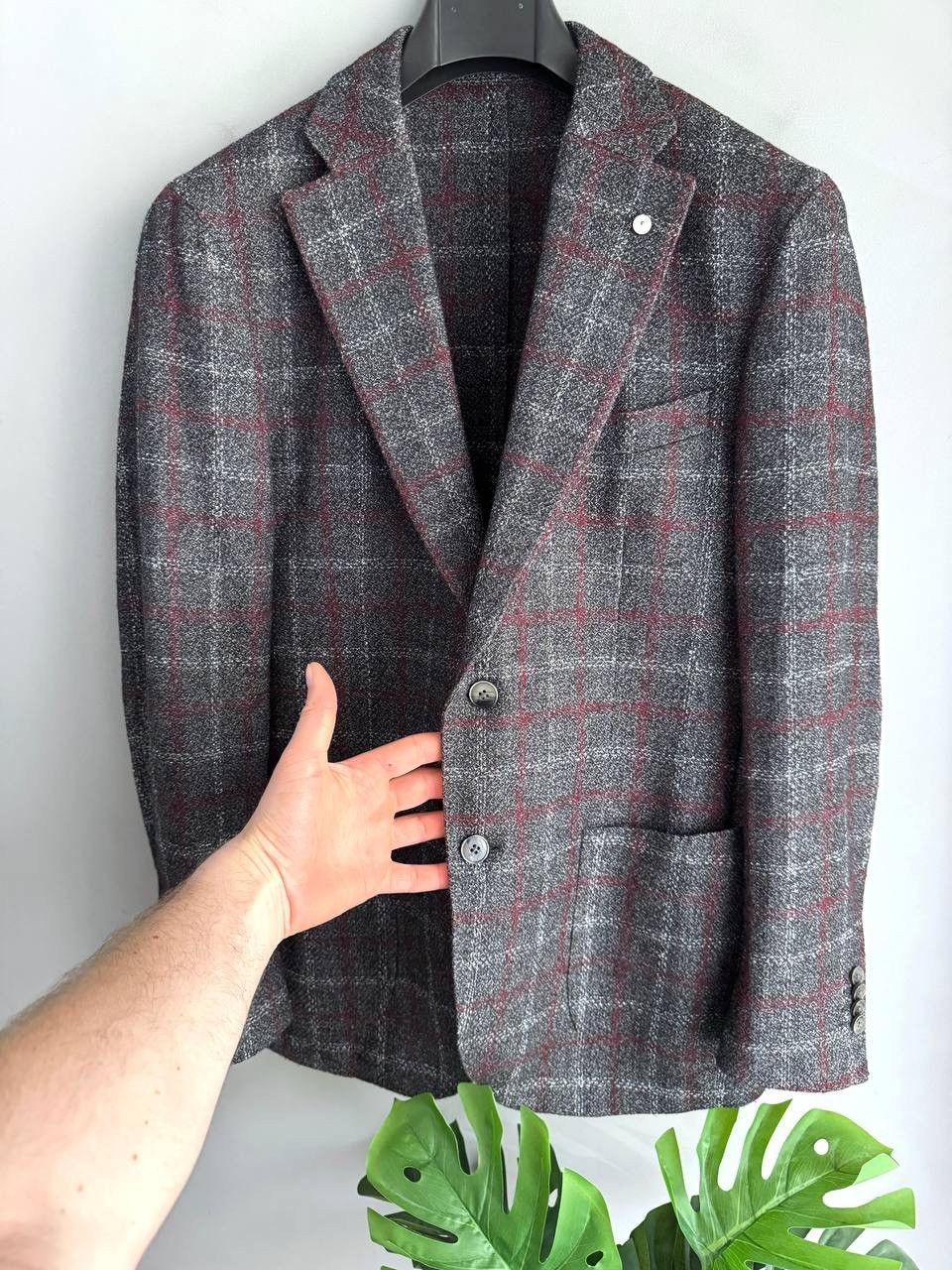 L.B.M. 1911 L.B.M. 1911 Dark Grey Wool/Cotton/Cashmere Men's Blazer 52 R Size 52R - 4 Thumbnail