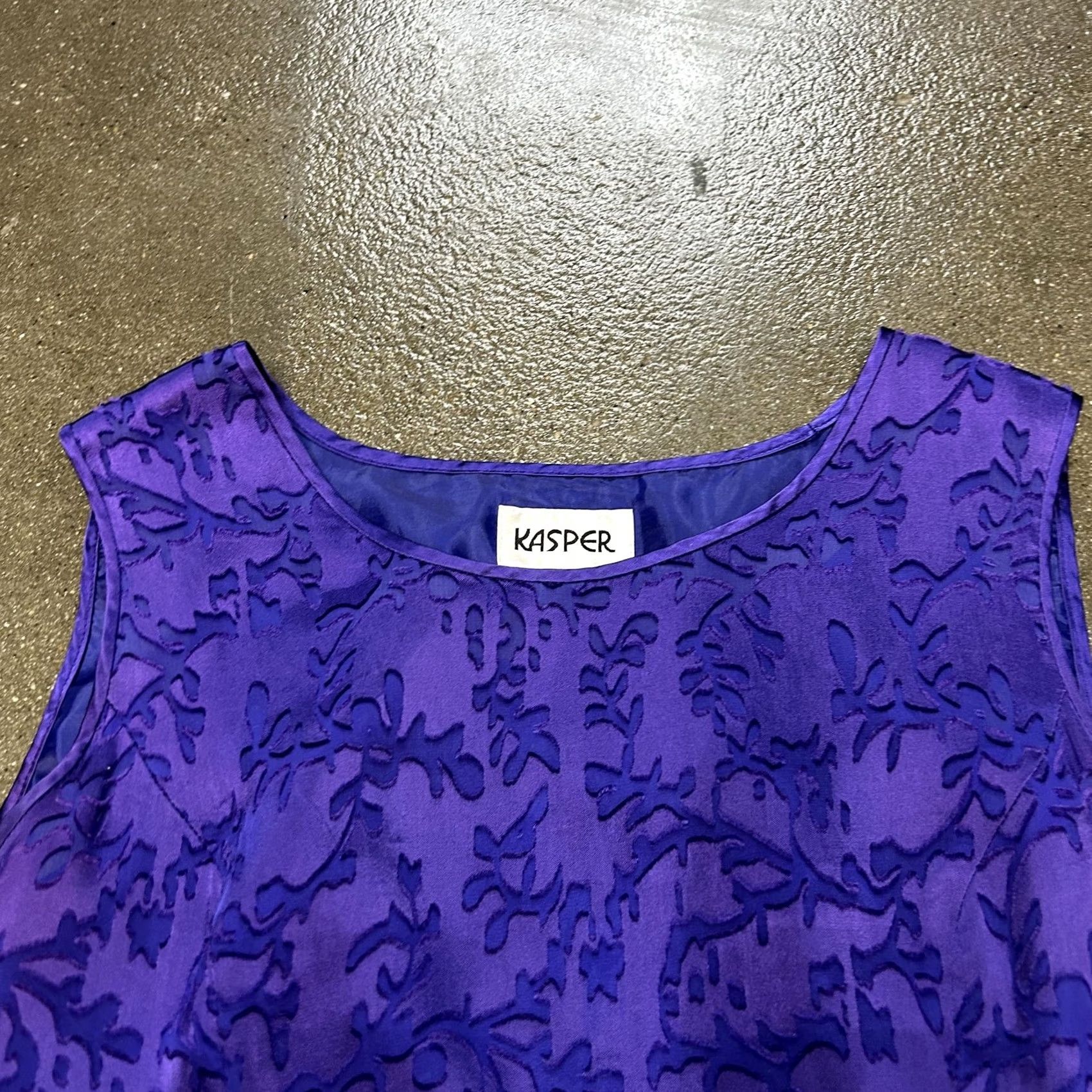 Kasper Kasper Tank Top Shirt Womens 10 Purple Floral Lined Scoop Neck Sleeveless Blouse Size L / US 10 / IT 46 - 2 Thumbnail