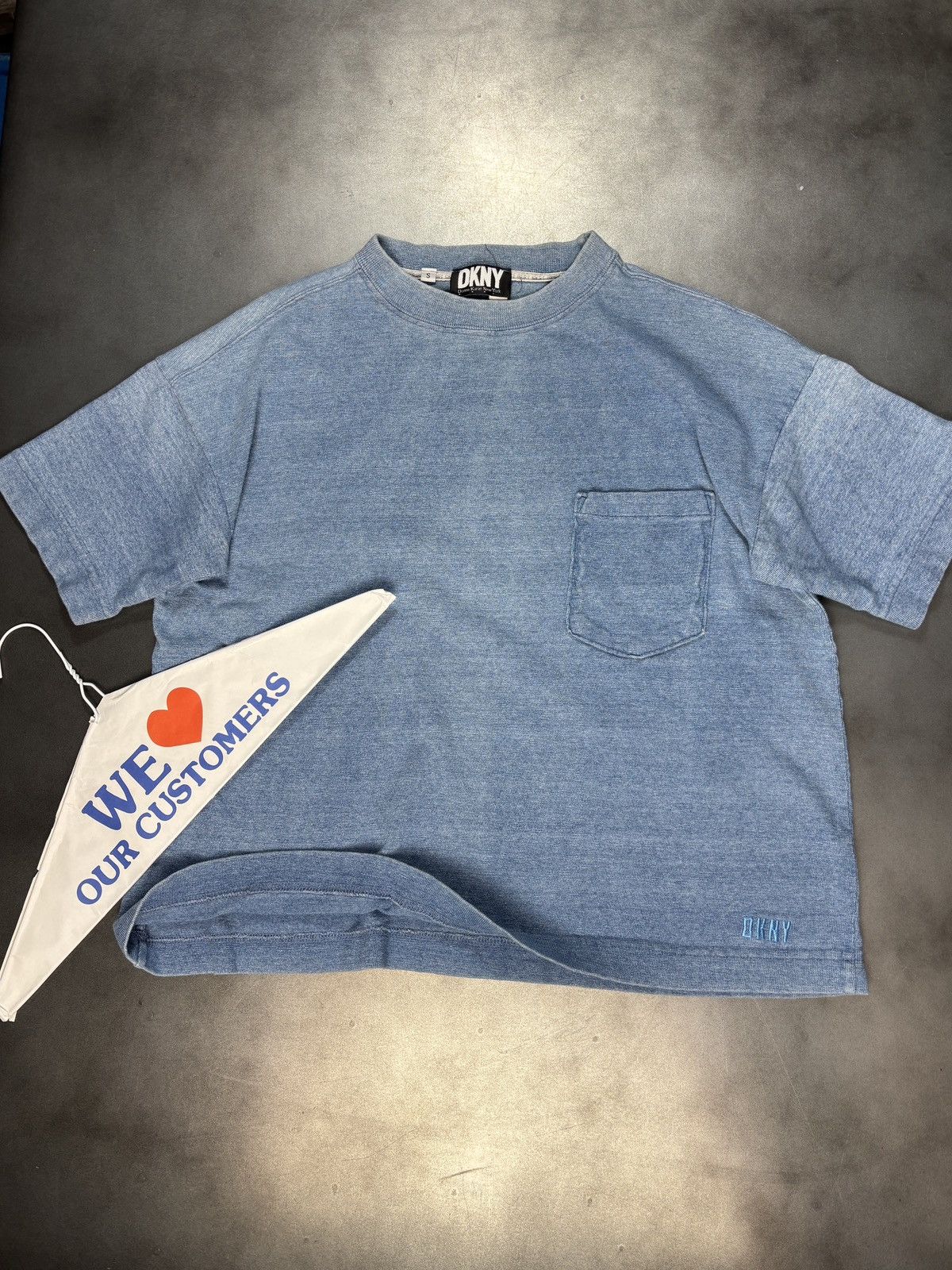 DKNY 1990s Vintage DKNY Tee Heather Crop Boxy Made in USA Donna K Size US S / EU 44-46 / 1 - 1 Thumbnail