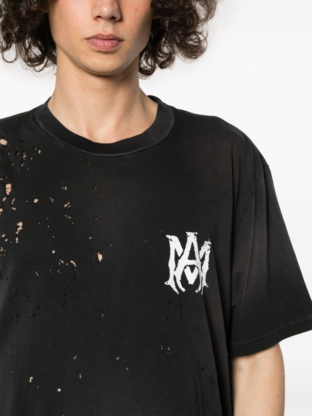 Amiri o1s1wg110825 Distressed Logo-Print T-Shirt in Black Size US L / EU 52-54 / 3 - 5 Thumbnail