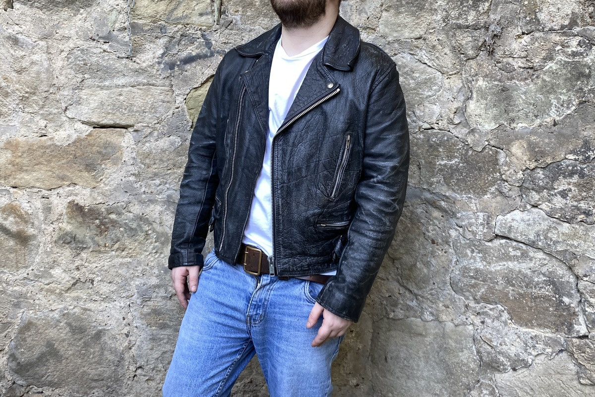 Vintage Vintage 80s Distressed Punk Lightning Leather Biker Jacket Size US L / EU 52-54 / 3 - 1 Thumbnail