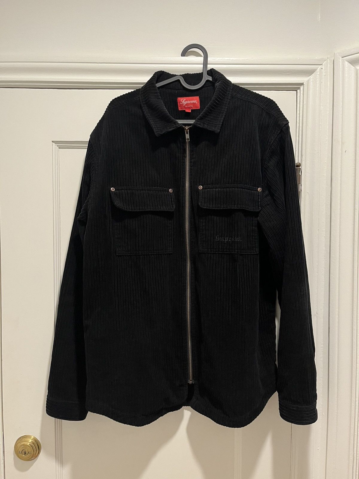 Supreme Snakeskin Corduroy Zip Up Shirt Black Men's - FW20 - US