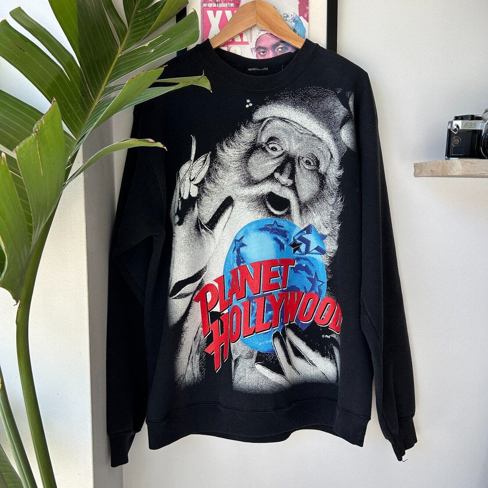 VINTAGE 90s Planet Hollywood Huge Graphic Sweater sz L
