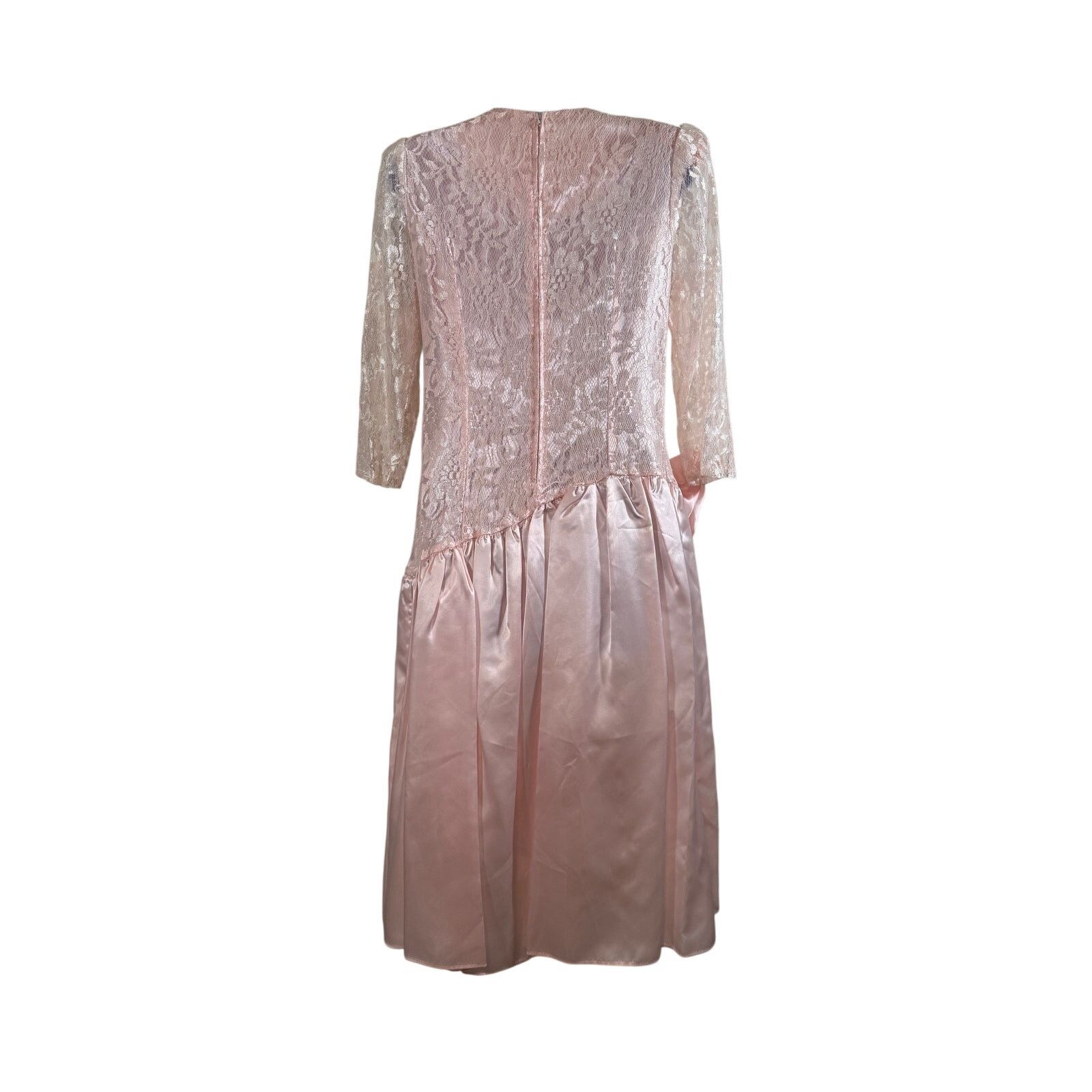 Vintage Vintage 80s Pink Lace & Satin Party Prom Dress Bow No Size Size L / US 10 / IT 46 - 4 Thumbnail