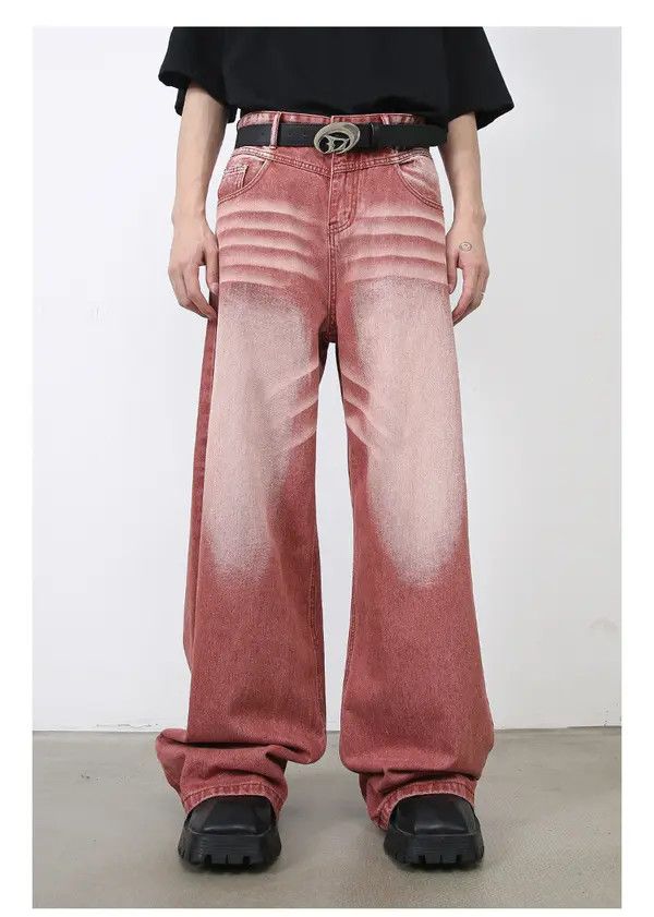 VIBE American high street vintage washed red jeans Size US 32 / EU 48 - 7 Thumbnail
