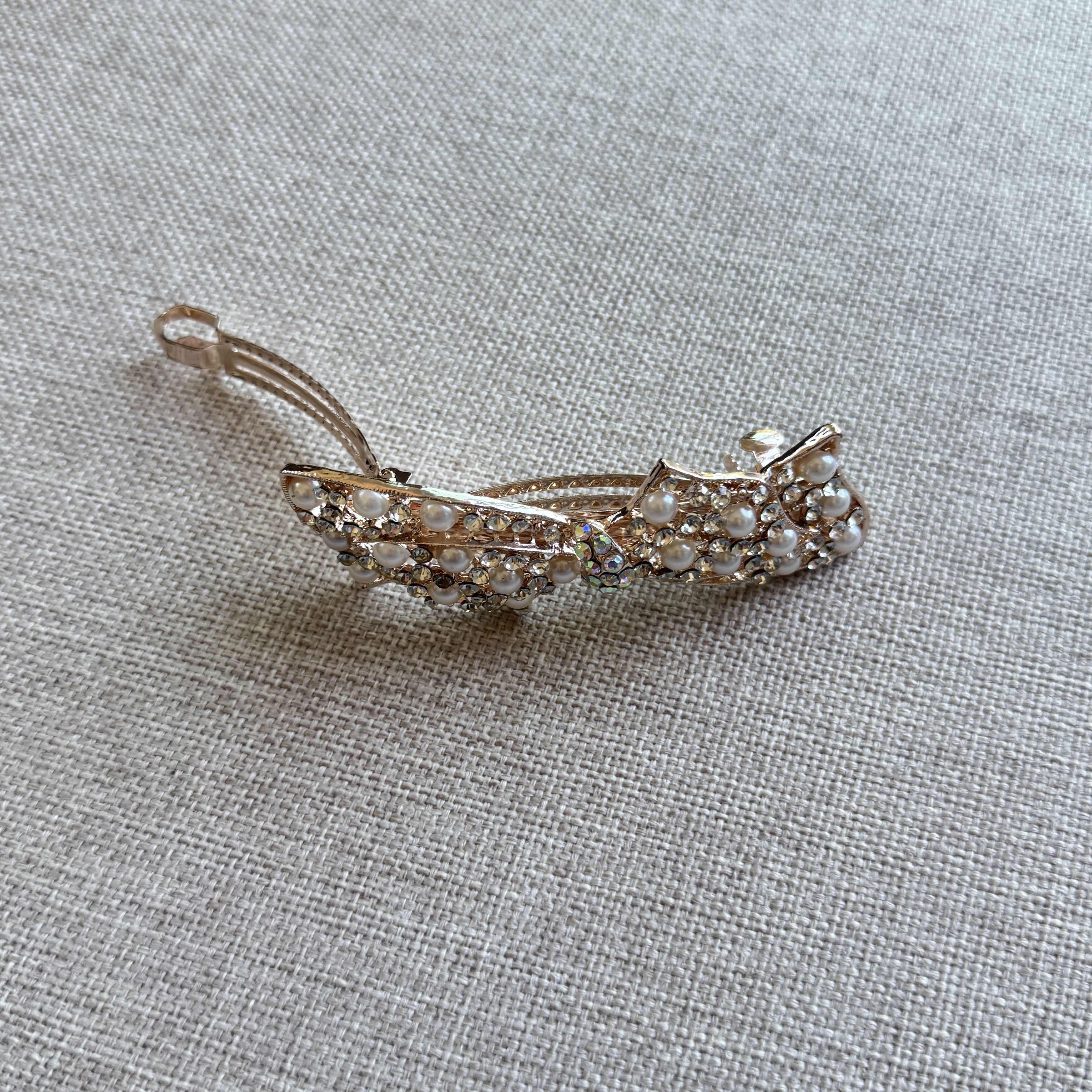 Other Gold Bow Pearl Rhinestone Hair Clip Size ONE SIZE - 4 Thumbnail