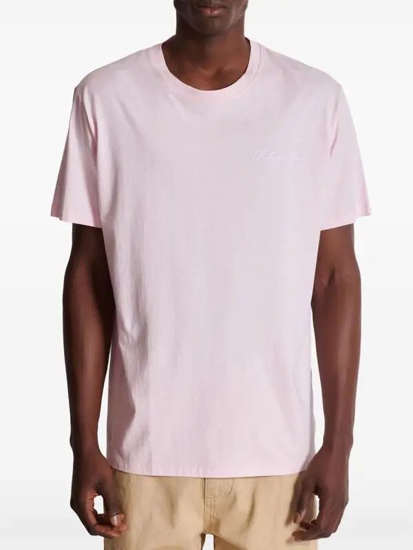 Balmain o1s1wg110925 Logo Embroidered Cotton T-Shirt in White Size US L / EU 52-54 / 3 - 4 Thumbnail