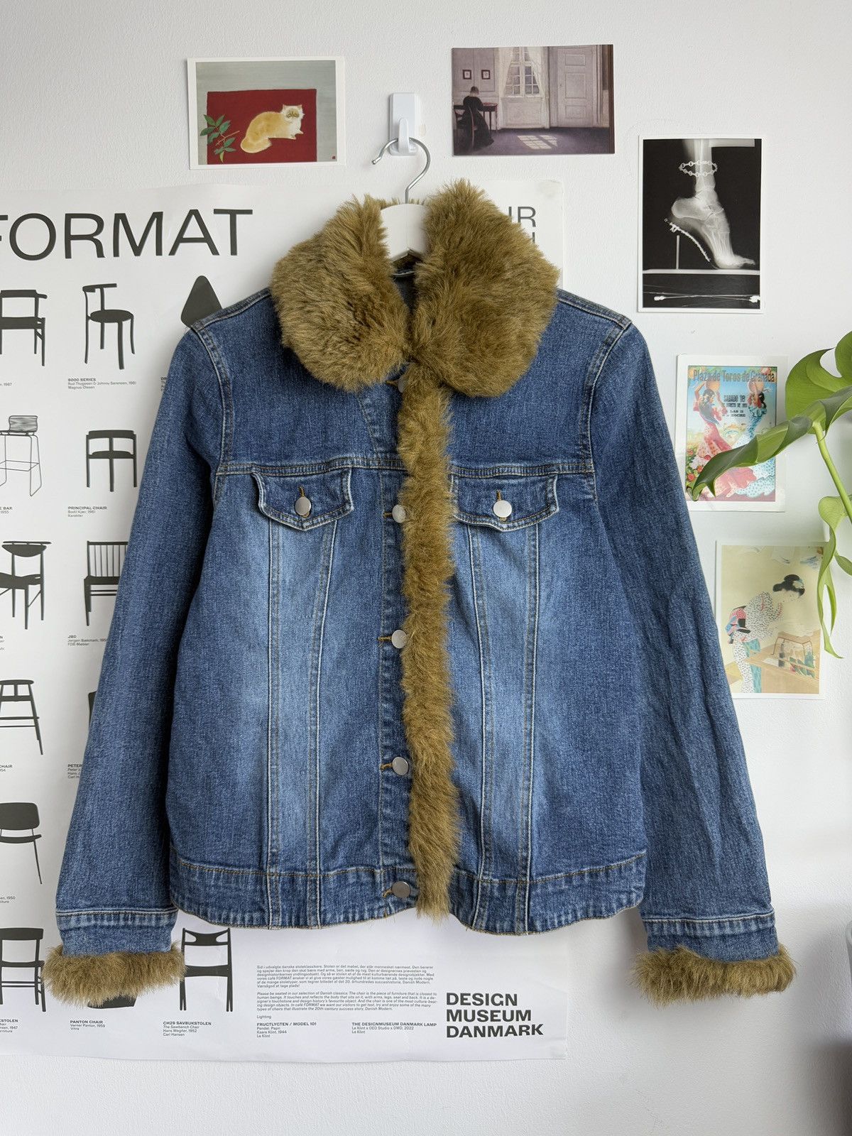 Japanese Brand y2k Faux Fur cropped denim penny lane afghan coat jacket S Size S / US 4 / IT 40 - 1 Thumbnail