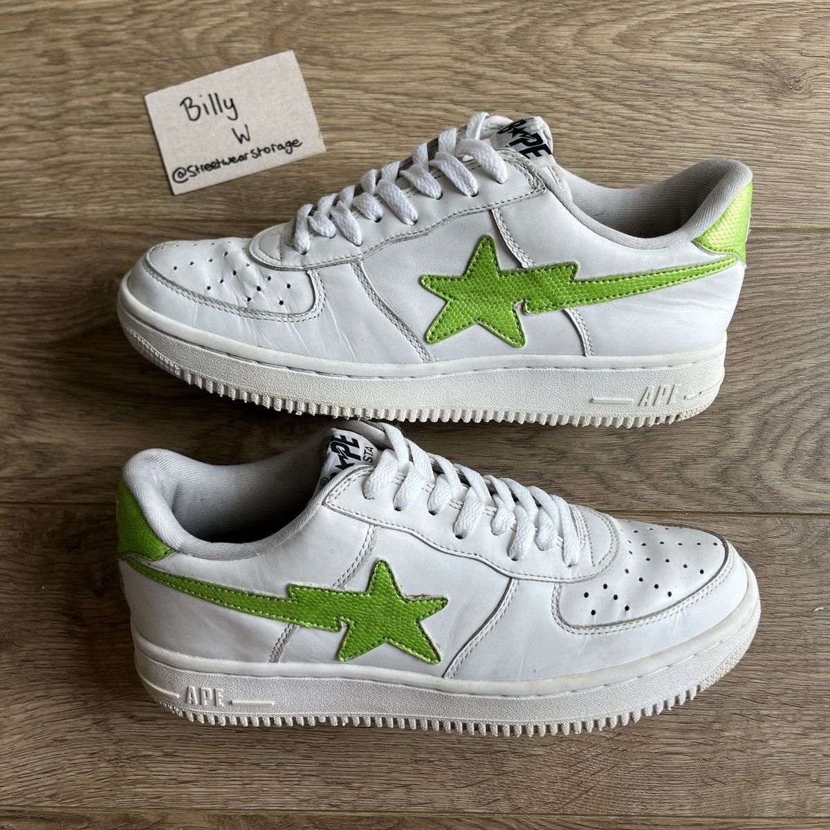 image of Snakeskin Bapesta Shoes in Green, Men's (Size 9.5)
