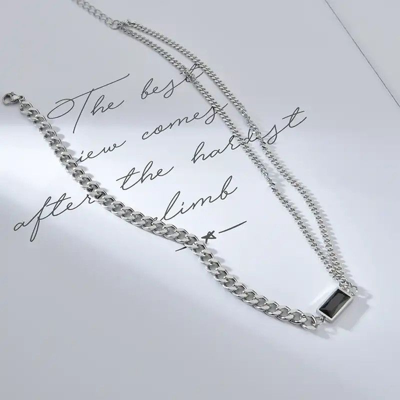 Jewelry Shine Silver Chain Goth God Pendant Necklace Stone Rave Size ONE SIZE - 4 Thumbnail