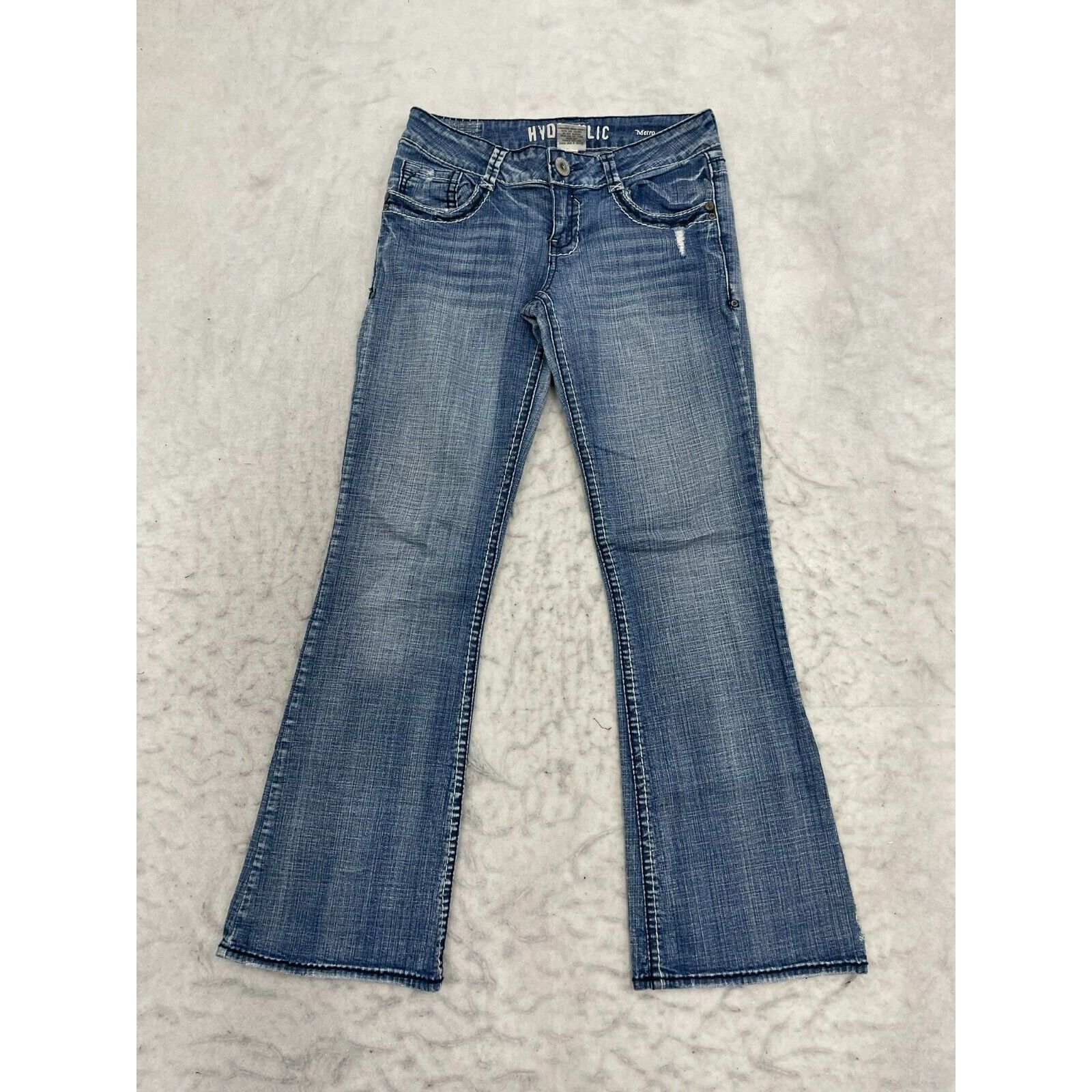 Etro Hydraulic Jeans Womens 9/10 Short Metro Low Rise Boot Flare Blue