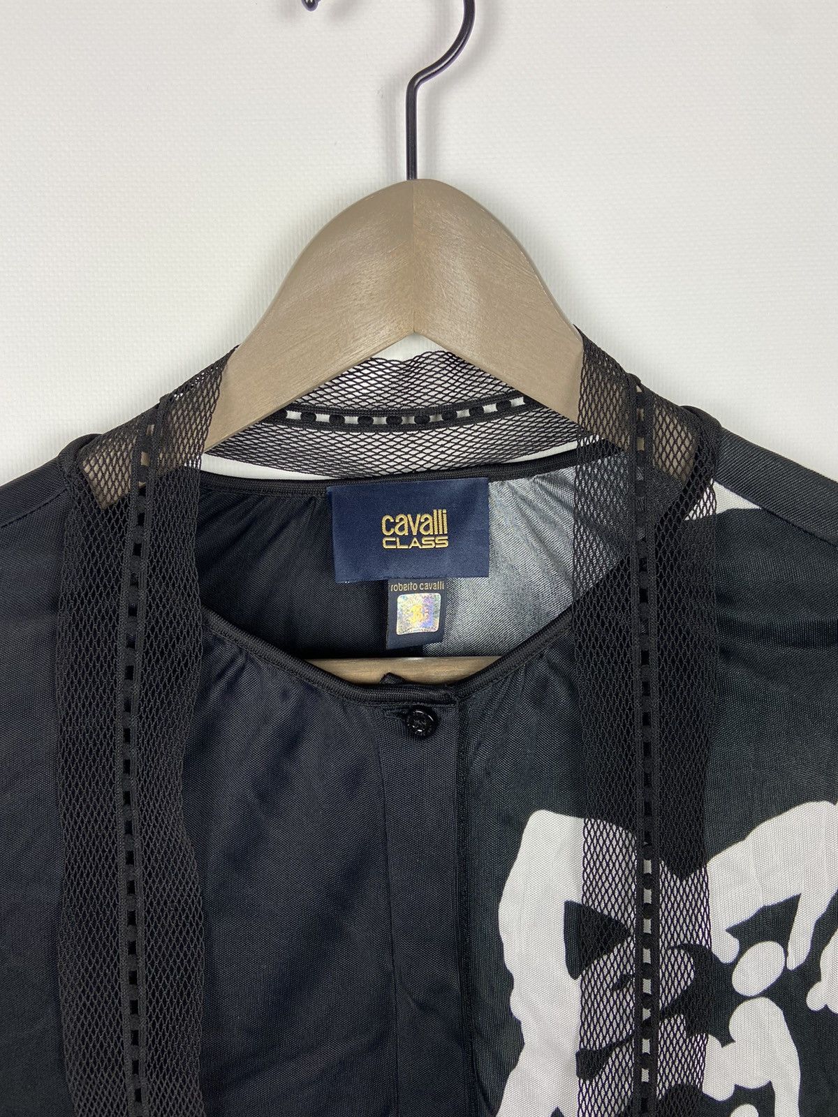 Cavalli Class × Designer Cavalli Class Black Womens Blouse Button Roberto Cavalli Size M / US 6-8 / IT 42-44 - 3 Thumbnail