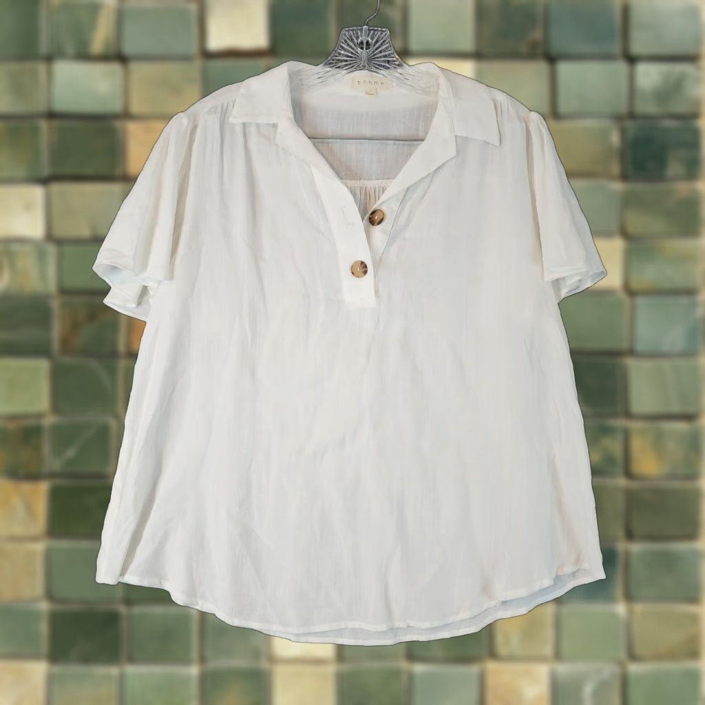 Vintage VINTAGE Böhme Women's Polo Shirt Short Sleeve Size L White Size 36" / US 14 / IT 50 - 1 Thumbnail
