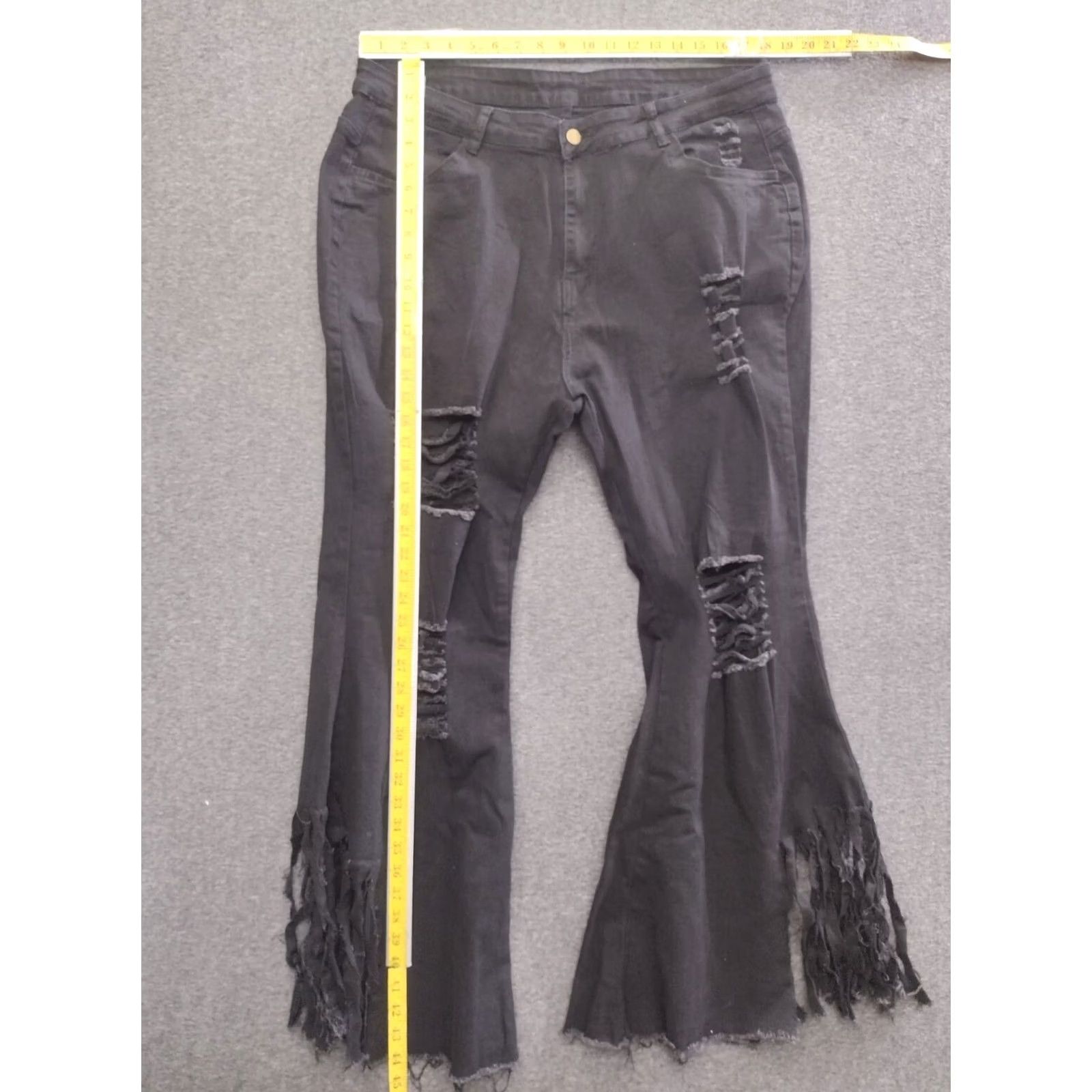 Vintage Unbranded Women's Hipster Jeans Distressed Black Plus XXL Flared Denim 5-Pocket High Rise Stretch Baggy Mens Womens Boys Girls Size 40" / US 18 - 4 Thumbnail