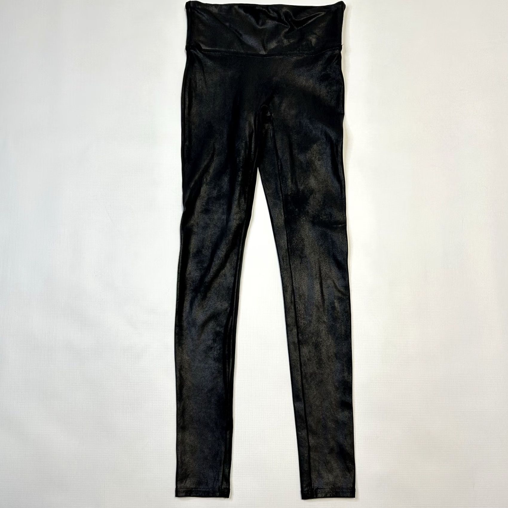 Spanx VINTAGE Spanx Faux Leather Black Power Waistband High Waist Leggings Womens S 2437 Size 28" / US 6 / IT 42 - 4 Thumbnail