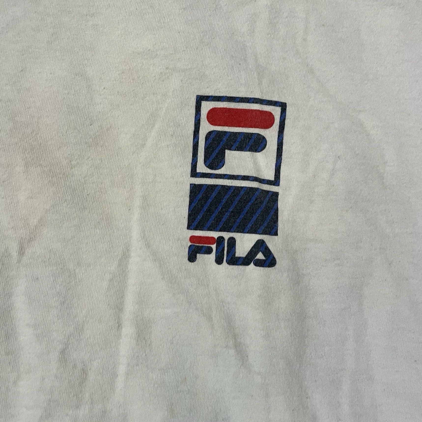 Fila VINTAGE FILA T Shirt Men's Large White 90s Tennis Cotton Double Sided Made in USA Size US L / EU 52-54 / 3 - 4 Thumbnail