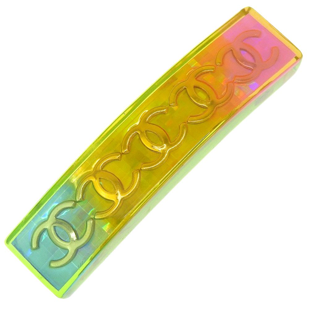 image of Chanel Logo Rainbow Barrette in Gold, Women's