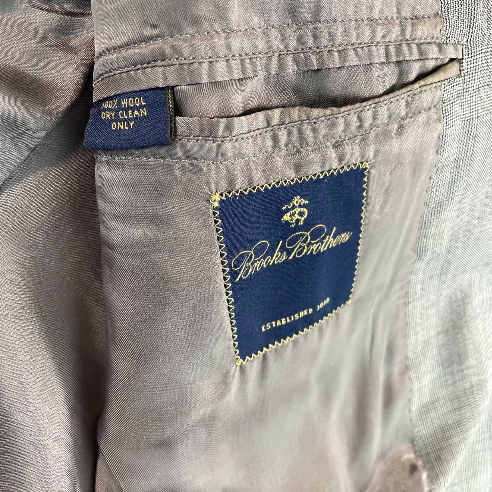 Brooks Brothers VINTAGE Brooks Brothers x Loro Piana Suit Men Glen Check 100% Wool Gray 44L 36x33 | 2 Piece Three-Button Single-Breasted Notch Long Wool Mens Size 44R - 4 Thumbnail