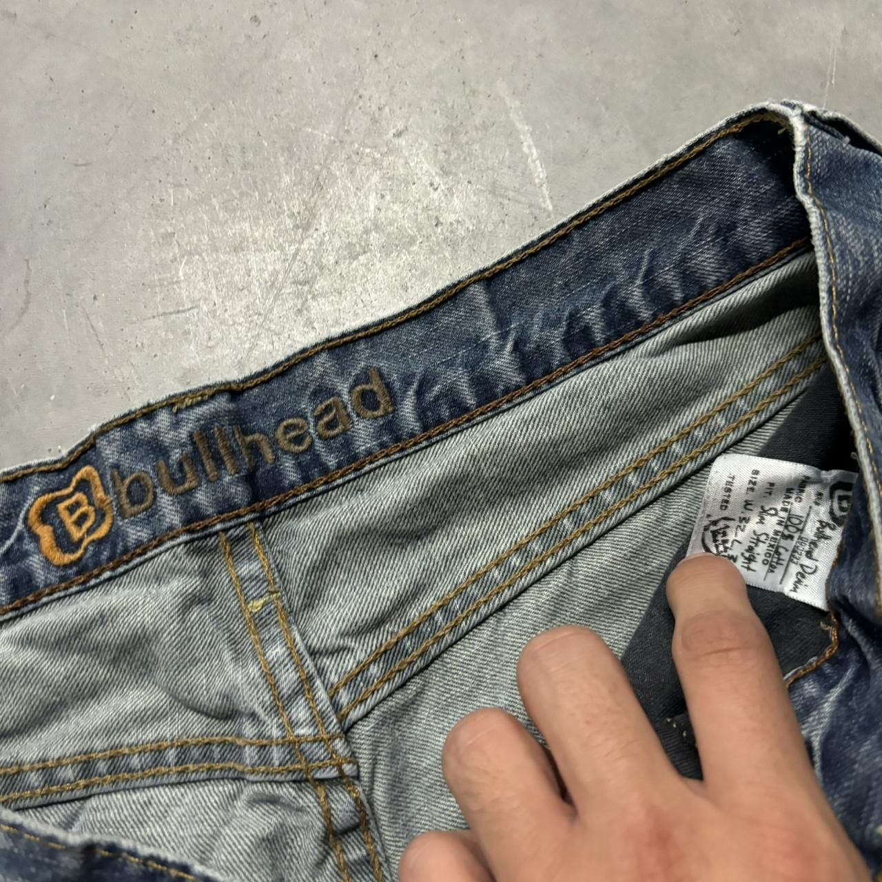 Japanese Brand × Vintage Crazy Vintage Y2K/2000s Grunge Dark Wash Bullhead Denim Jeans! Size US 32 / EU 48 - 8 Thumbnail