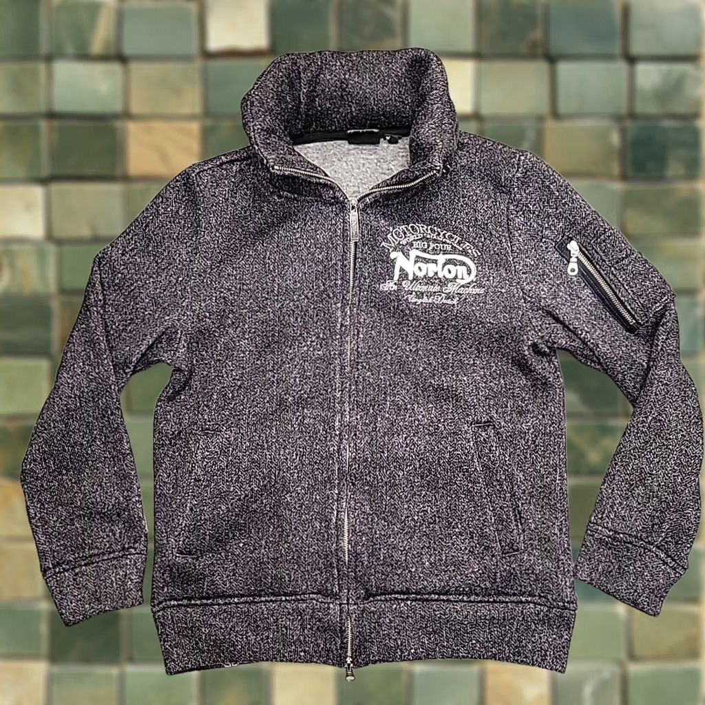 Logo 7 Norton Jacket Womens M Gray Hooded Knit Embroidered Logo Full Zip Retro Hoodie Size M / US 6-8 / IT 42-44 - 1 Thumbnail