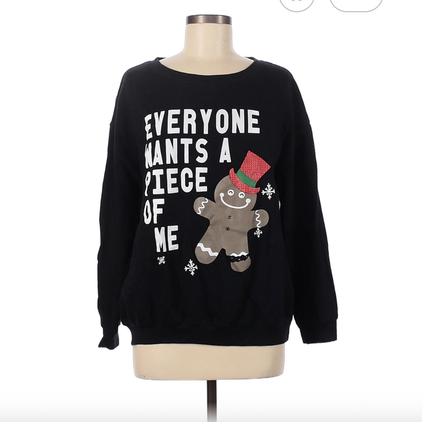 Other Funny Black Sweatshirt with Gingerbread Man Graphic Size L Size L / US 10 / IT 46 - 1 Thumbnail