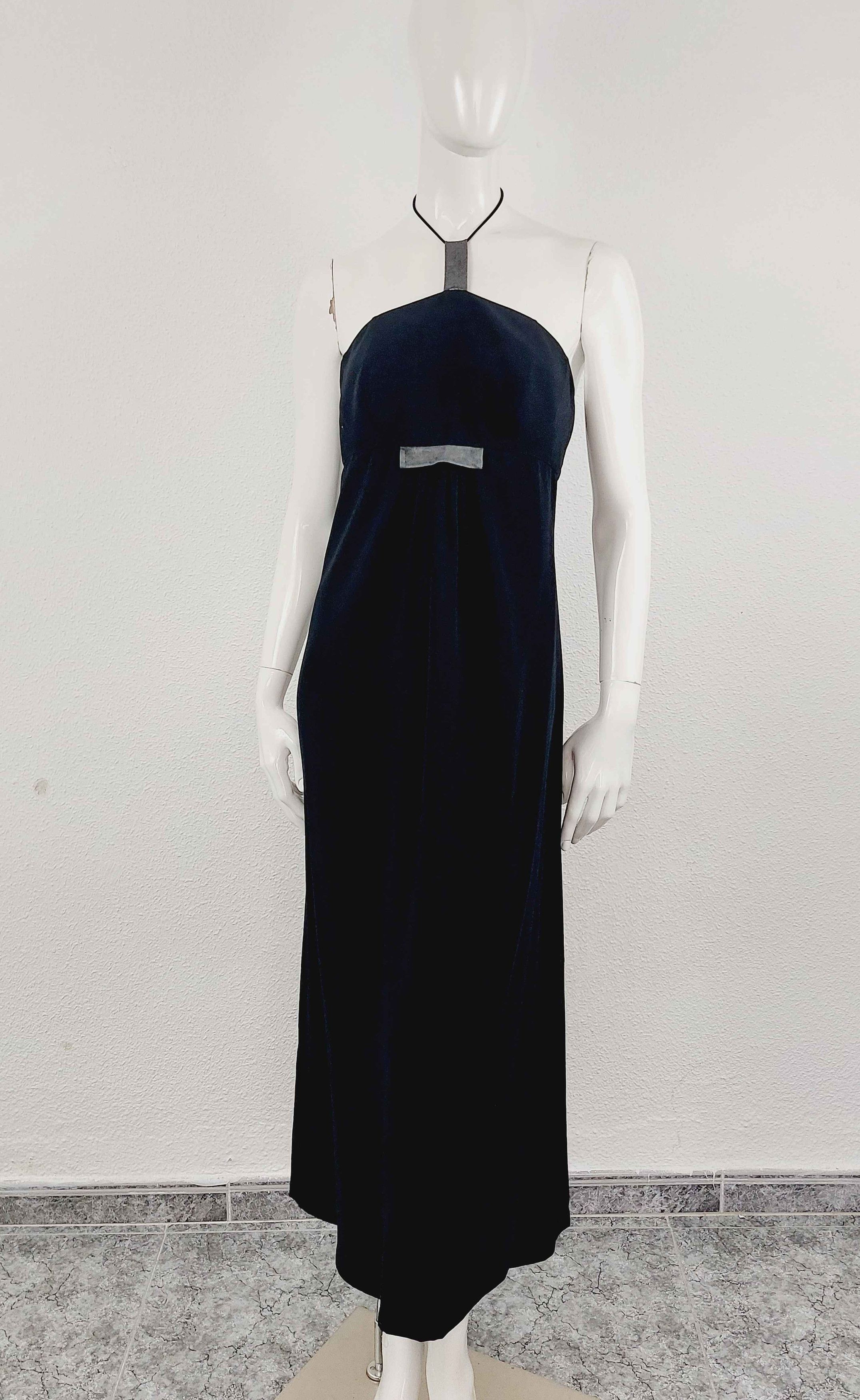 Thierry Mugler Thierry Mugler Black Split Neck Tie Open Maxi Dress Gown Size S / US 4 / IT 40 - 7 Thumbnail