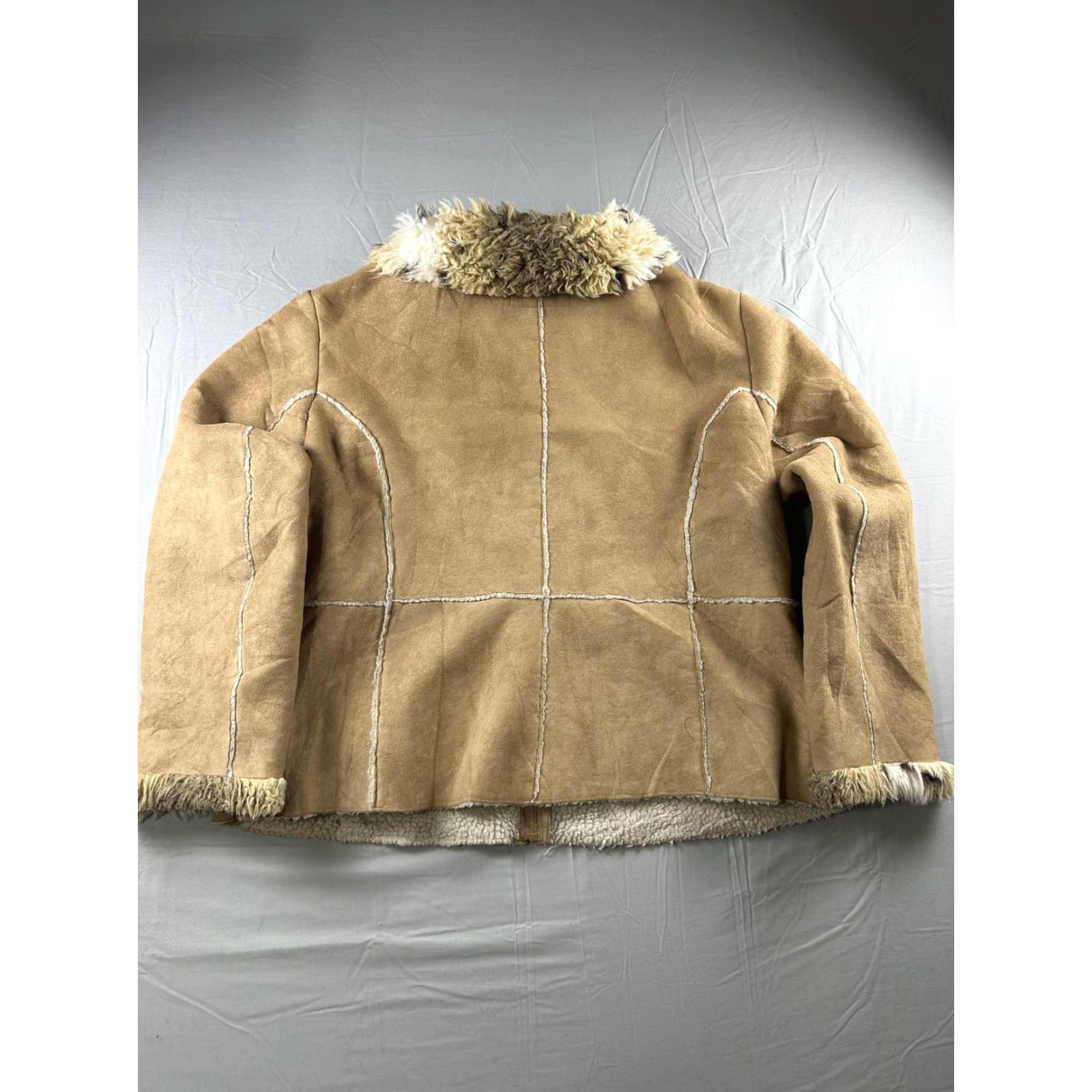 L.E.I. VINTAGE LEI Jacket Womens 2X Beige Faux Sherpa Lined Fur Y2K Coat Faux Suede Jacket Coat Size XXL / US 16-18 / IT 52-54 - 2 Thumbnail