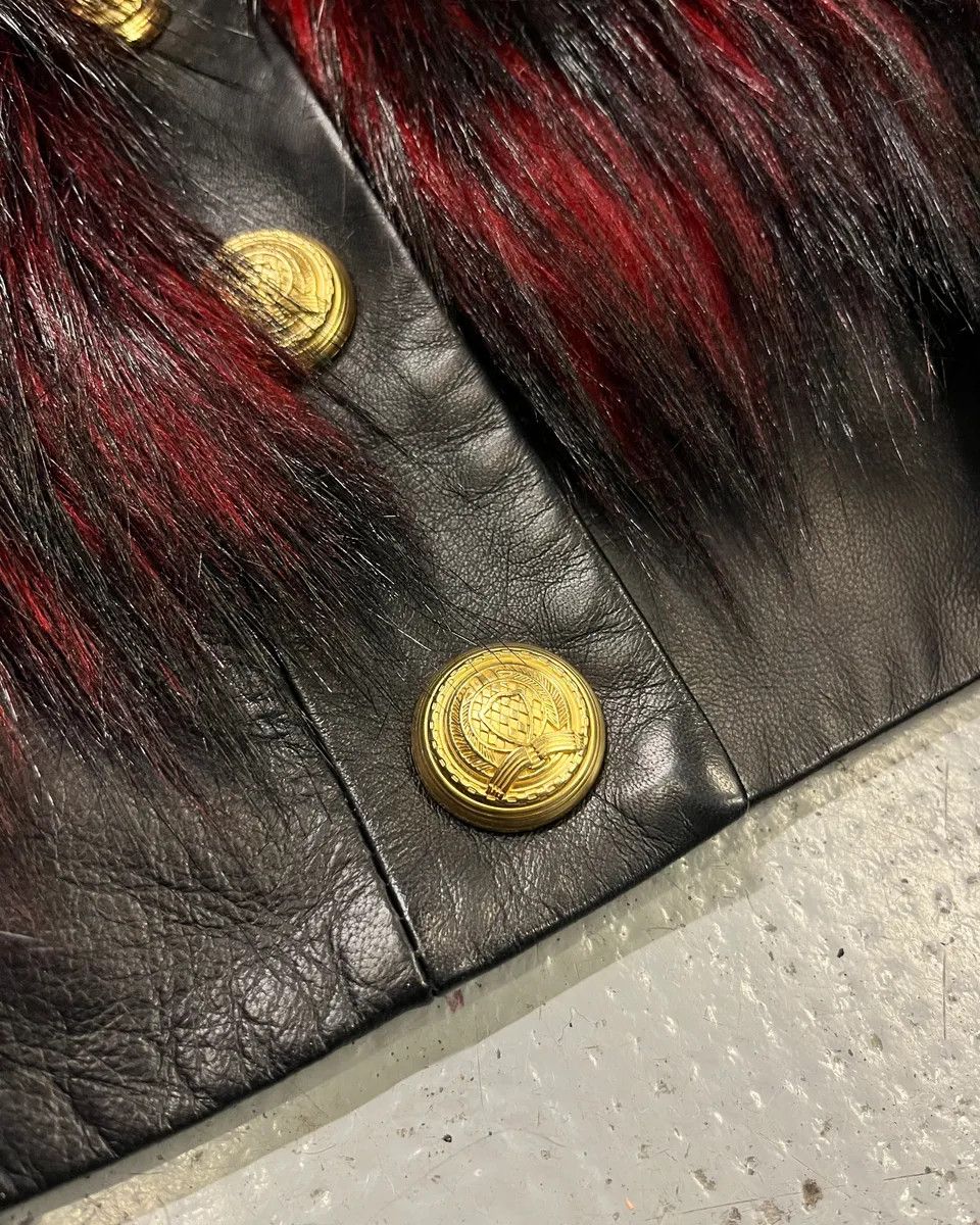 Balmain Balmain H&M Bordeaux & Black Faux Fur Gold Button Jacket Size S / US 4 / IT 40 - 7 Thumbnail