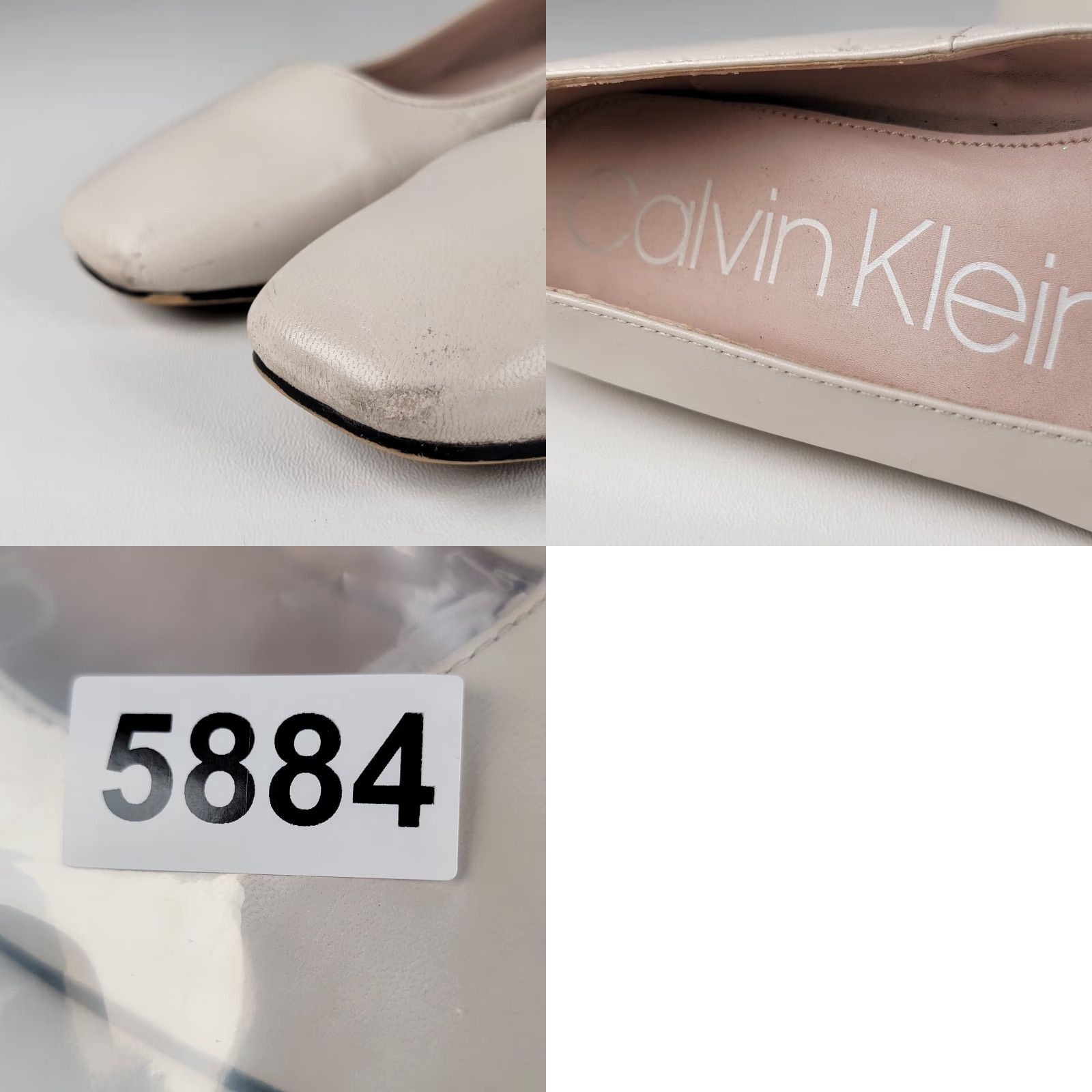 Calvin Klein Calvin Klein Collection Women's Leather Ballet Flats Beige 7.5 M Sl ips On Round Toe Casual Flat Shoes Size US 8 / IT 38 - 9 Thumbnail