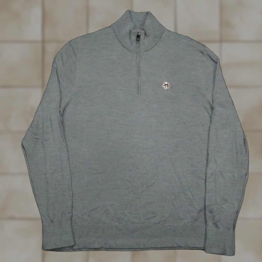 Ted Baker Ted Baker Sweater Mens Large Gray Wool Quarter Zip Pullover Jumper Size US L / EU 52-54 / 3 - 1 Thumbnail
