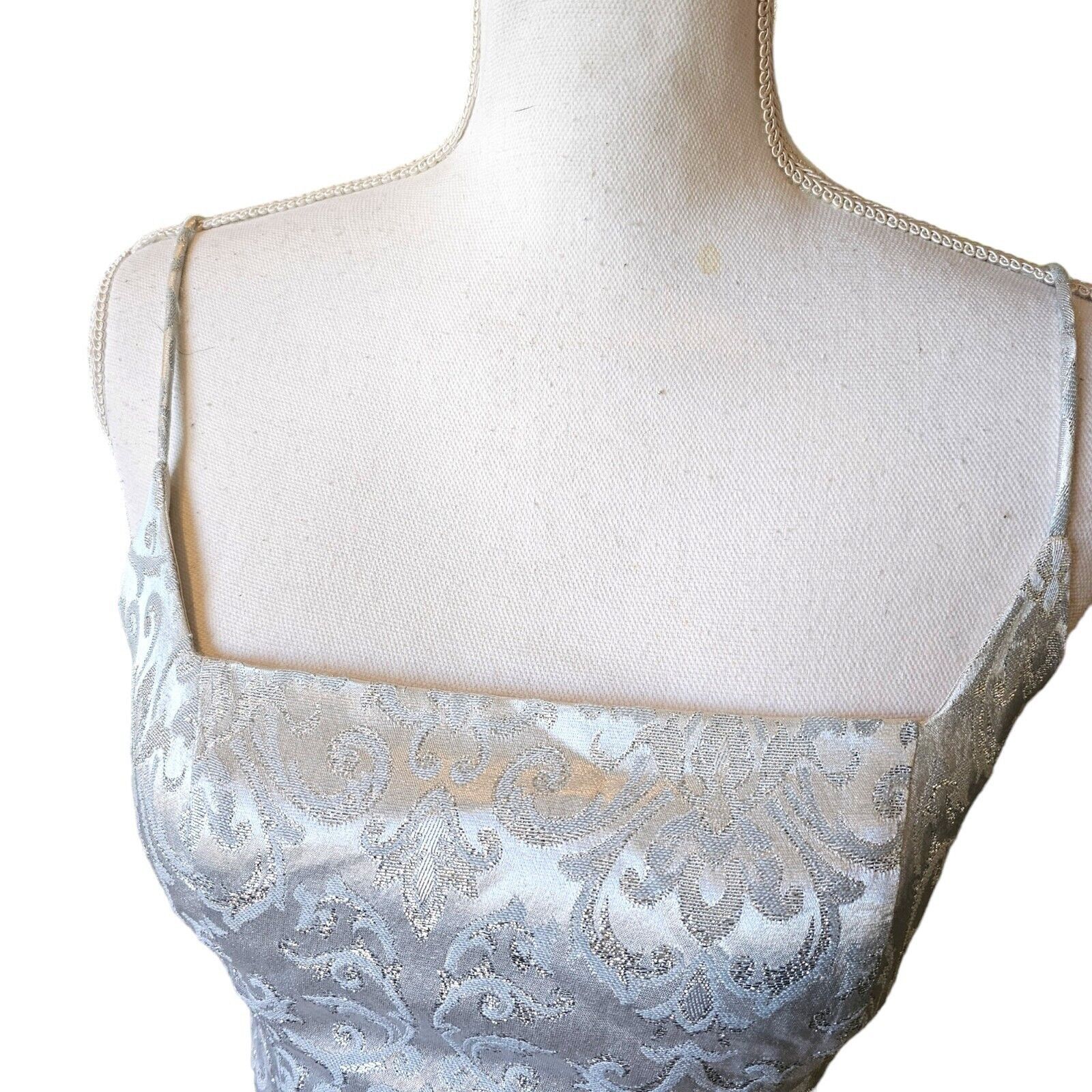 Vintage Y2K 2000s Sz 2 4 Silver Prom Dress Formal Gown Laceup Back P Size XS / US 0-2 / IT 36-38 - 3 Thumbnail