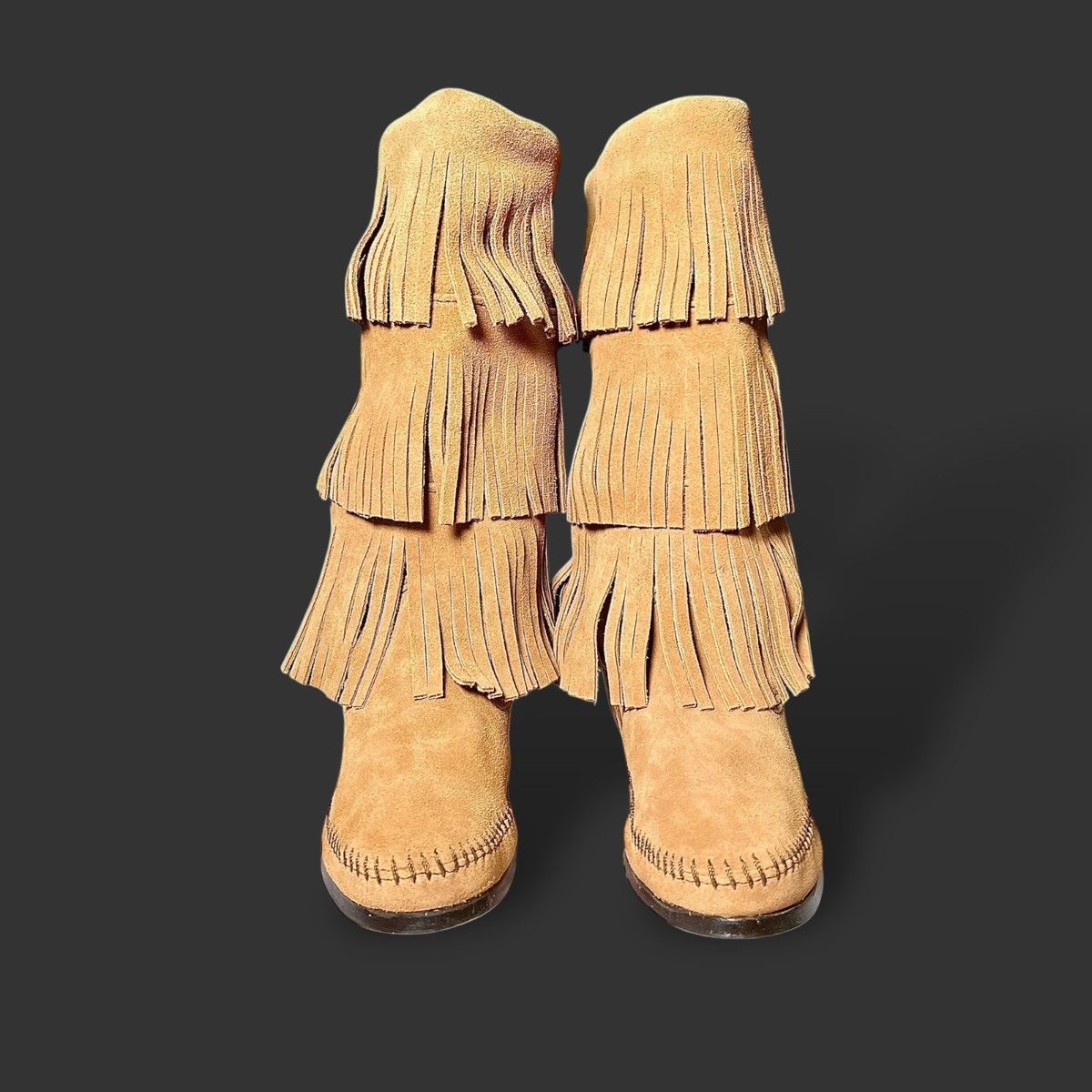 Minnetonka Minnetonka Women’s Taupe 3 Layer Suede Fringe Boots Sz 6 Size US 6 / IT 36 - 8 Thumbnail