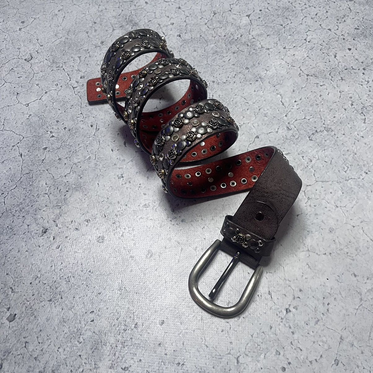 Designer × Vintage B.B. Simon Style Leather Belt With Crystals Avant Garde Size ONE SIZE - 11 Thumbnail