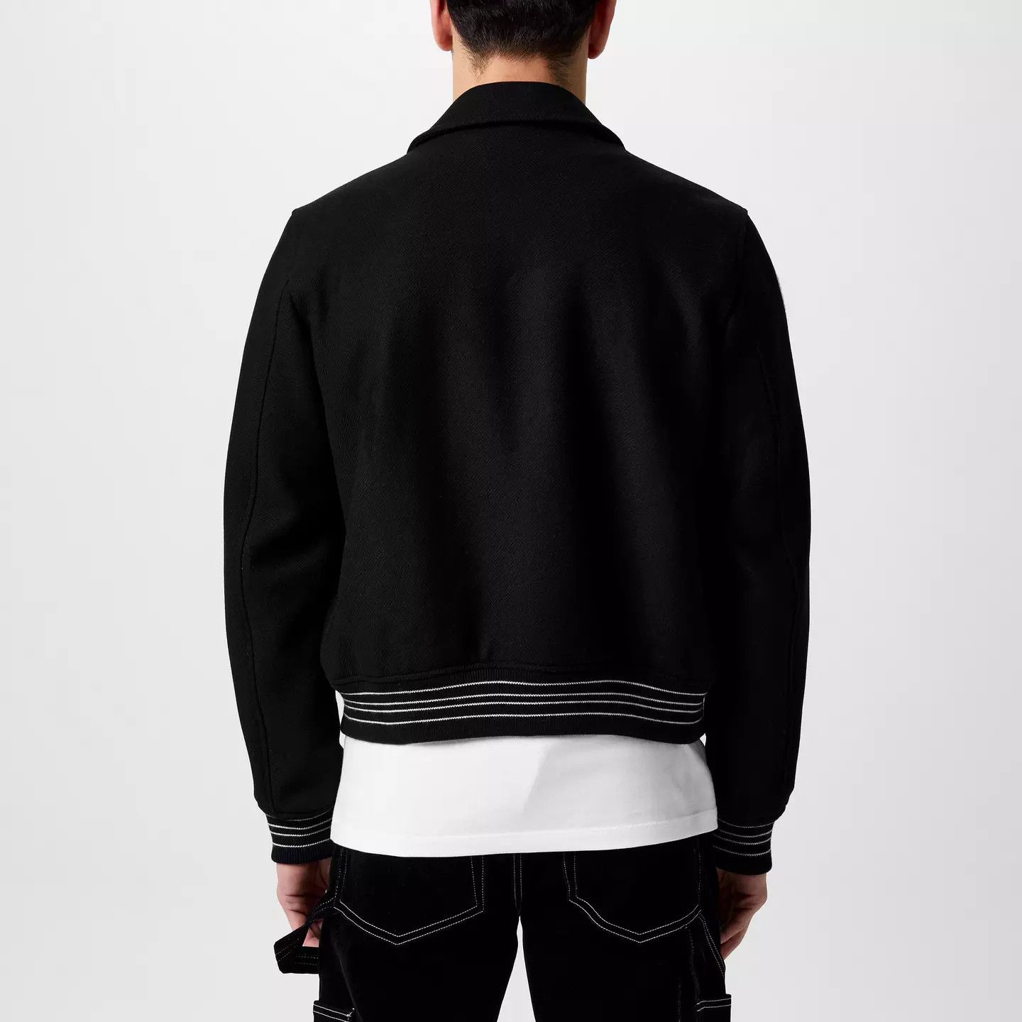 Amiri o1g2r1mq0426 Bones Wool Varsity Jacket in Black Size US XL / EU 56 / 4 - 4 Thumbnail