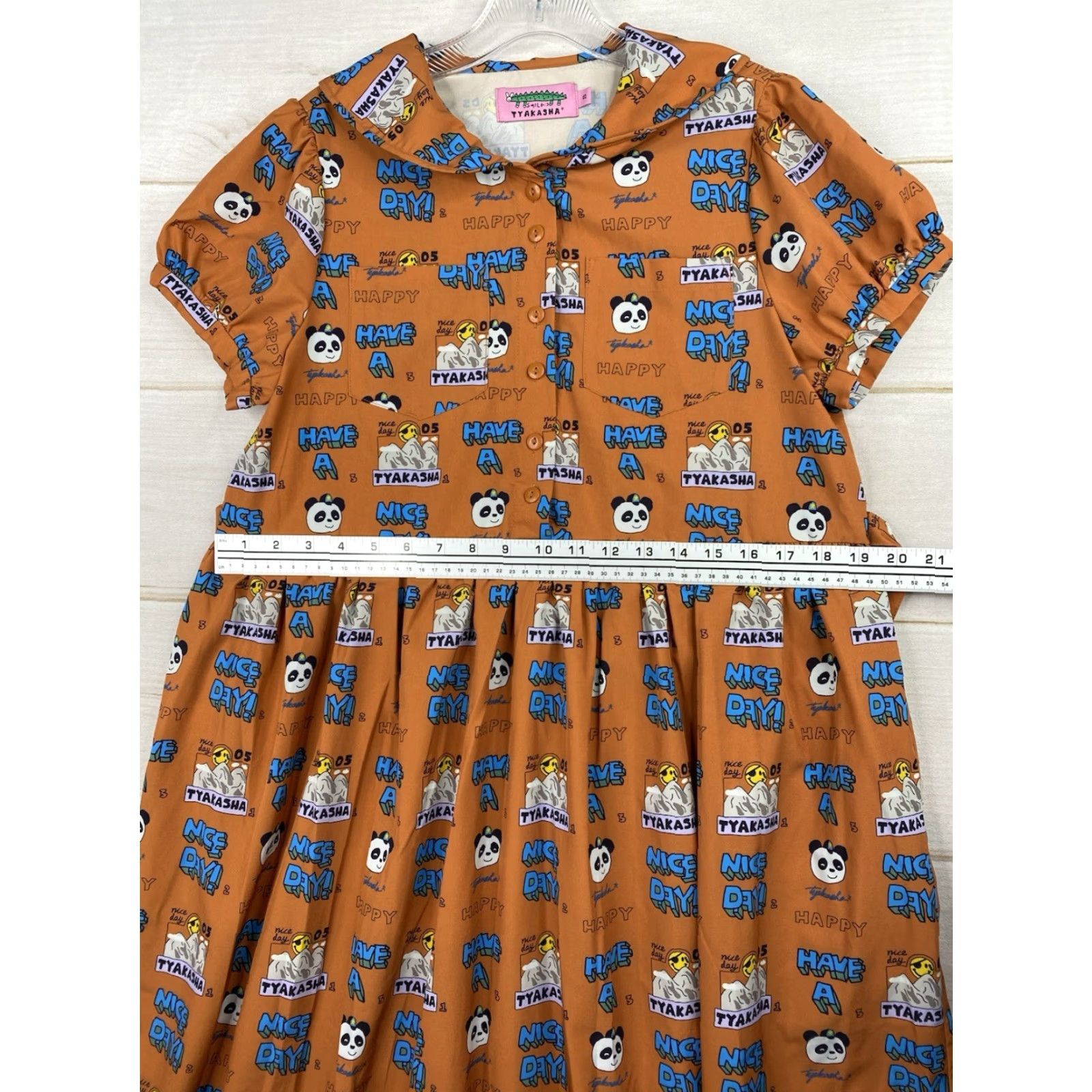 Vintage VINTAGE Tyakasha Dress Panda Print Asian Streetwear Graphic Chiffon Midi A-Line Tunic Short Sleeve Collared Button Embroidered Orange Women S Size S / US 4 / IT 40 - 6 Thumbnail
