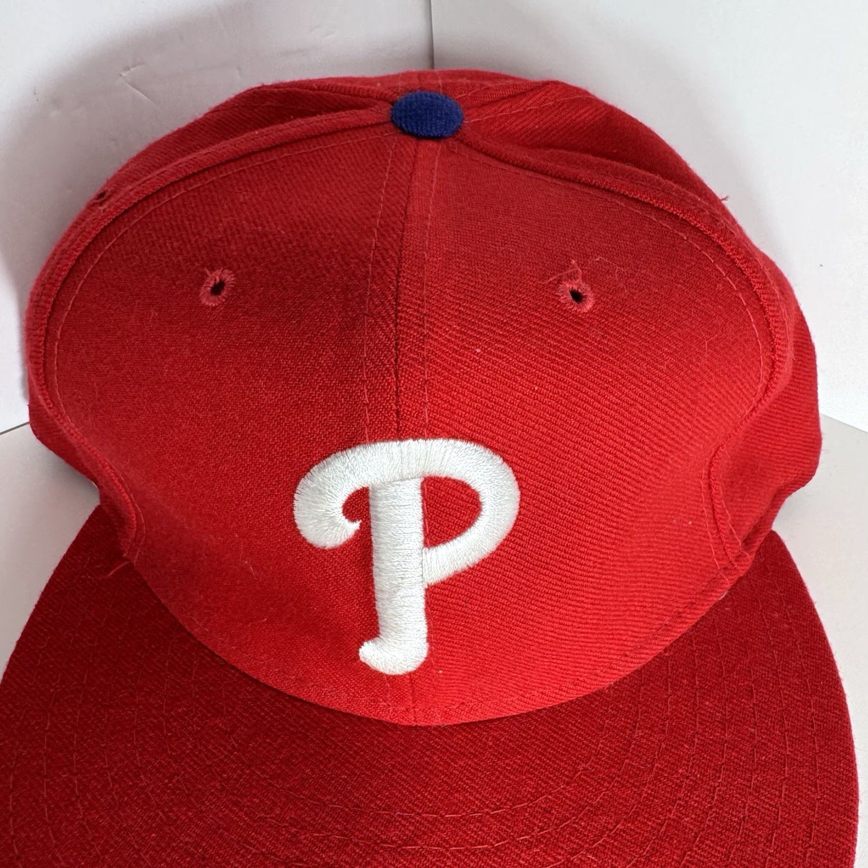 New Era VINTAGE New Era Wool Philadelphia Phillies 7 5/8 Diamond Collection Red USA Made Hat Adults Unisex Phillies 90s Baseball Cap Size ONE SIZE - 2 Thumbnail