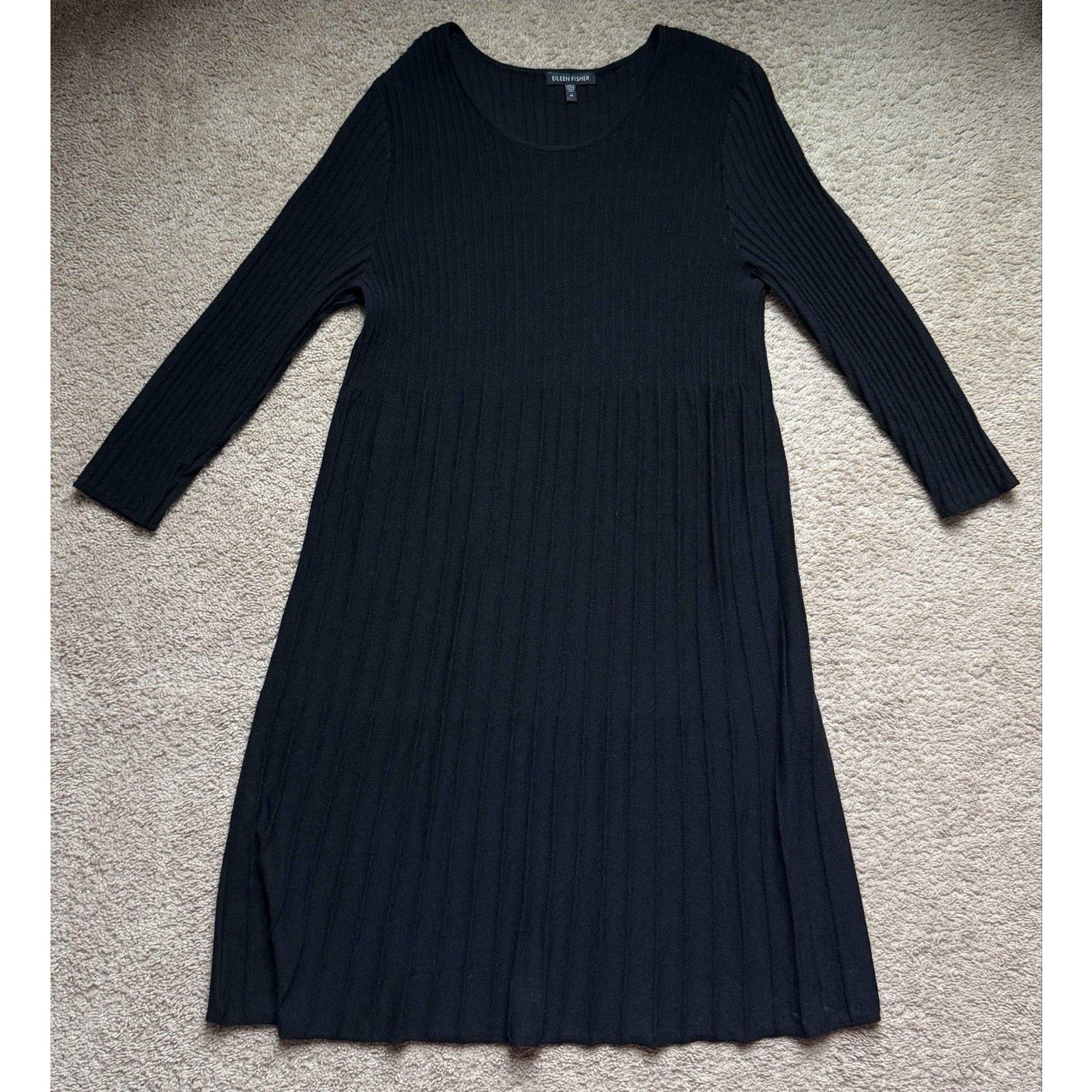 Eileen Fisher Eileen Fisher Washable Italian Wool Black Pleated Dress Med Size M / US 6-8 / IT 42-44 - 11 Thumbnail
