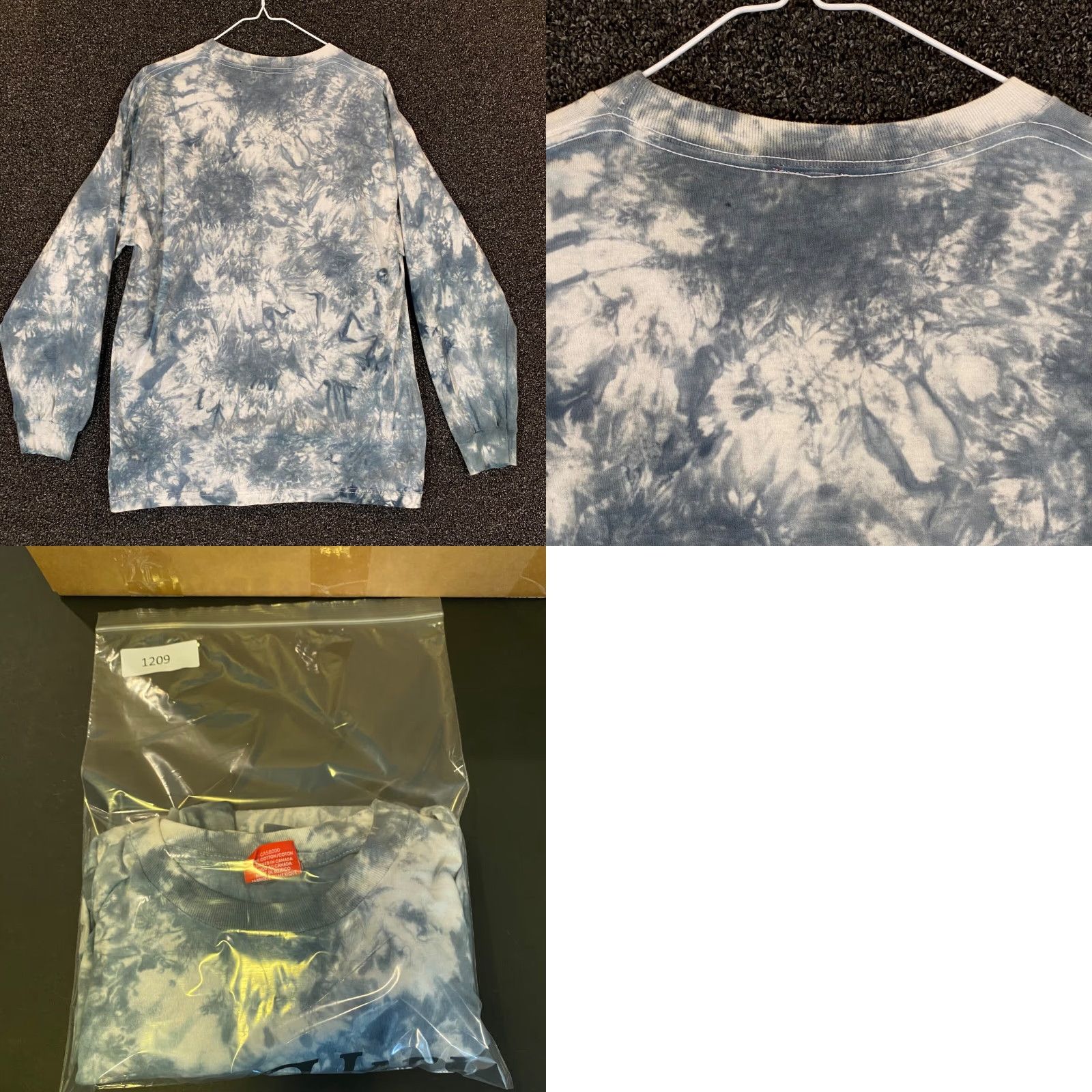Vintage Full Send Shirt Mens Large Blue White Tie Dye Roll Hard Roll Safe L/S Nelk Boys Size US L / EU 52-54 / 3 - 8 Thumbnail