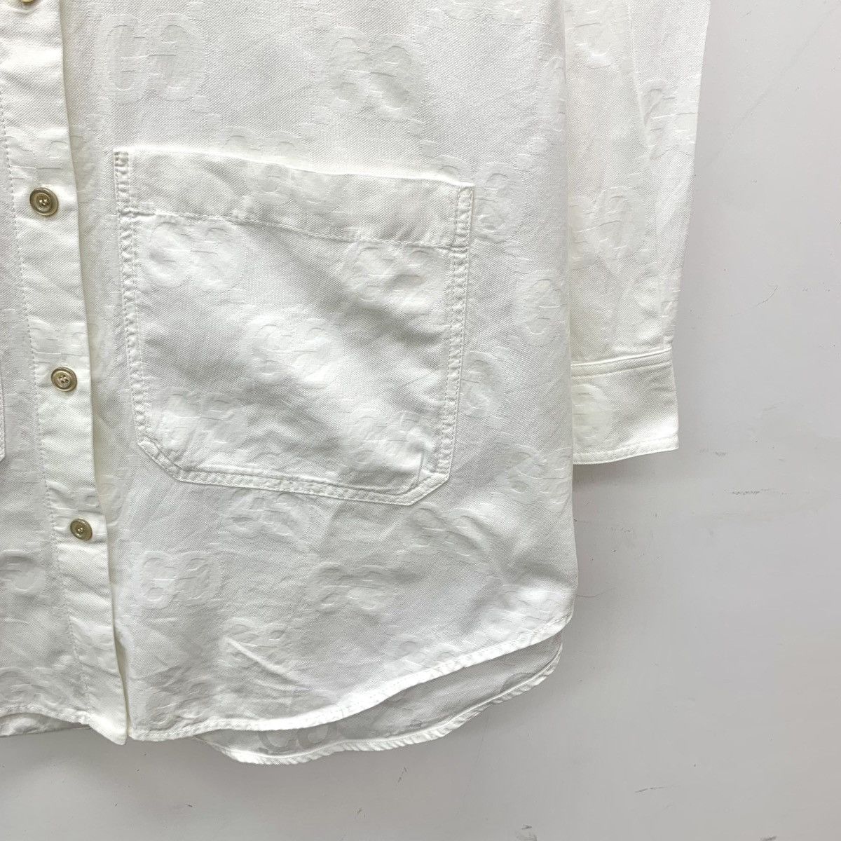 Gucci Gucci White All-over Printed Long Sleeve Shirt K26WX Size M / US 6-8 / IT 42-44 - 4 Thumbnail