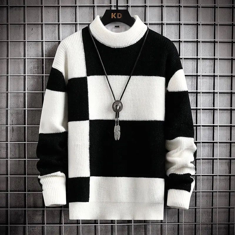 Japanese Brand Black White Patchwork Color Knitted Pullover Sweatshirt Size US M / EU 48-50 / 2 - 5 Thumbnail