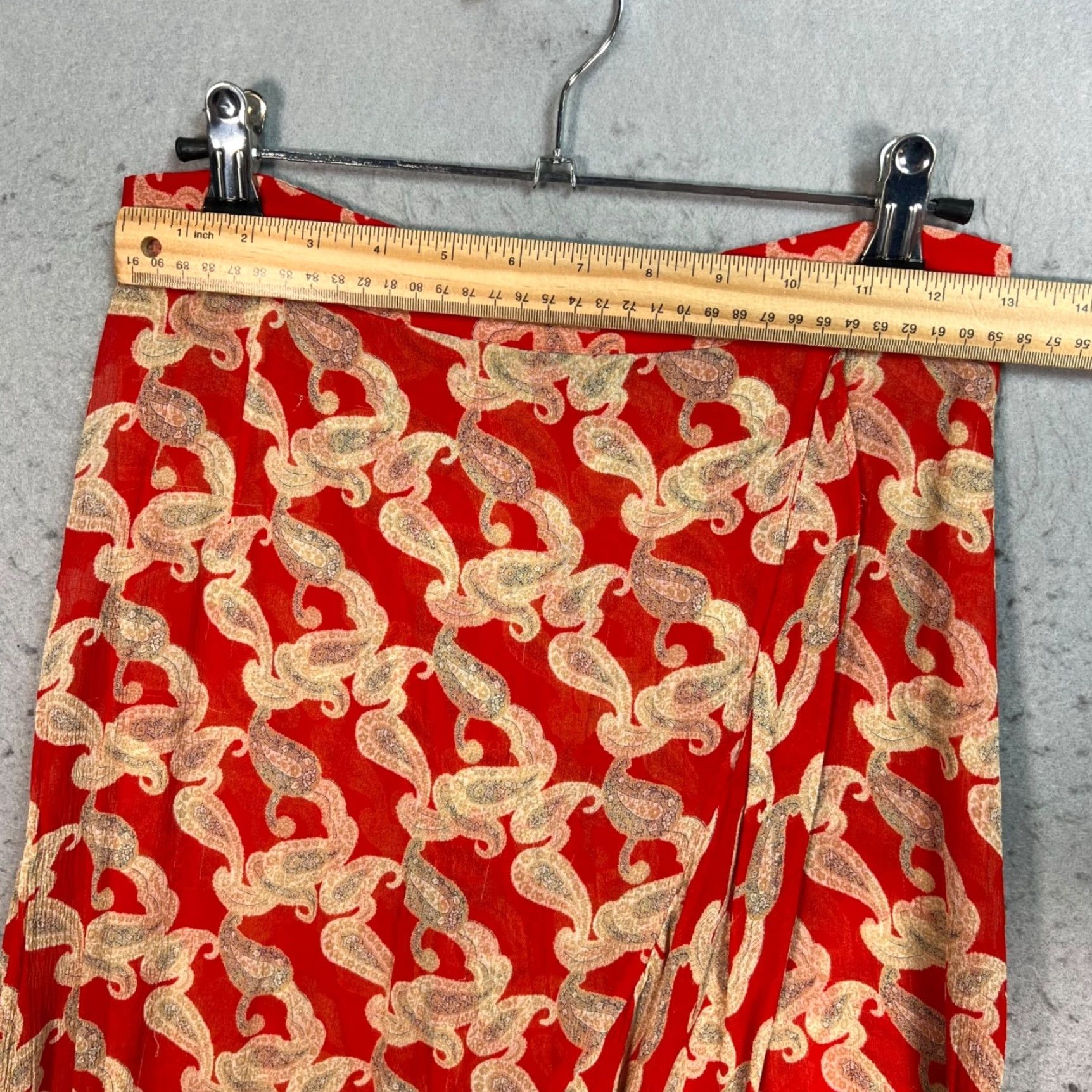 The Kooples VINTAGE The Kooples Skirt Paisley Midi Womens Size 2 Red Midi Flare Viscose, 90s-Style, Womens Size 26" / US 2 / IT 38 - 6 Thumbnail